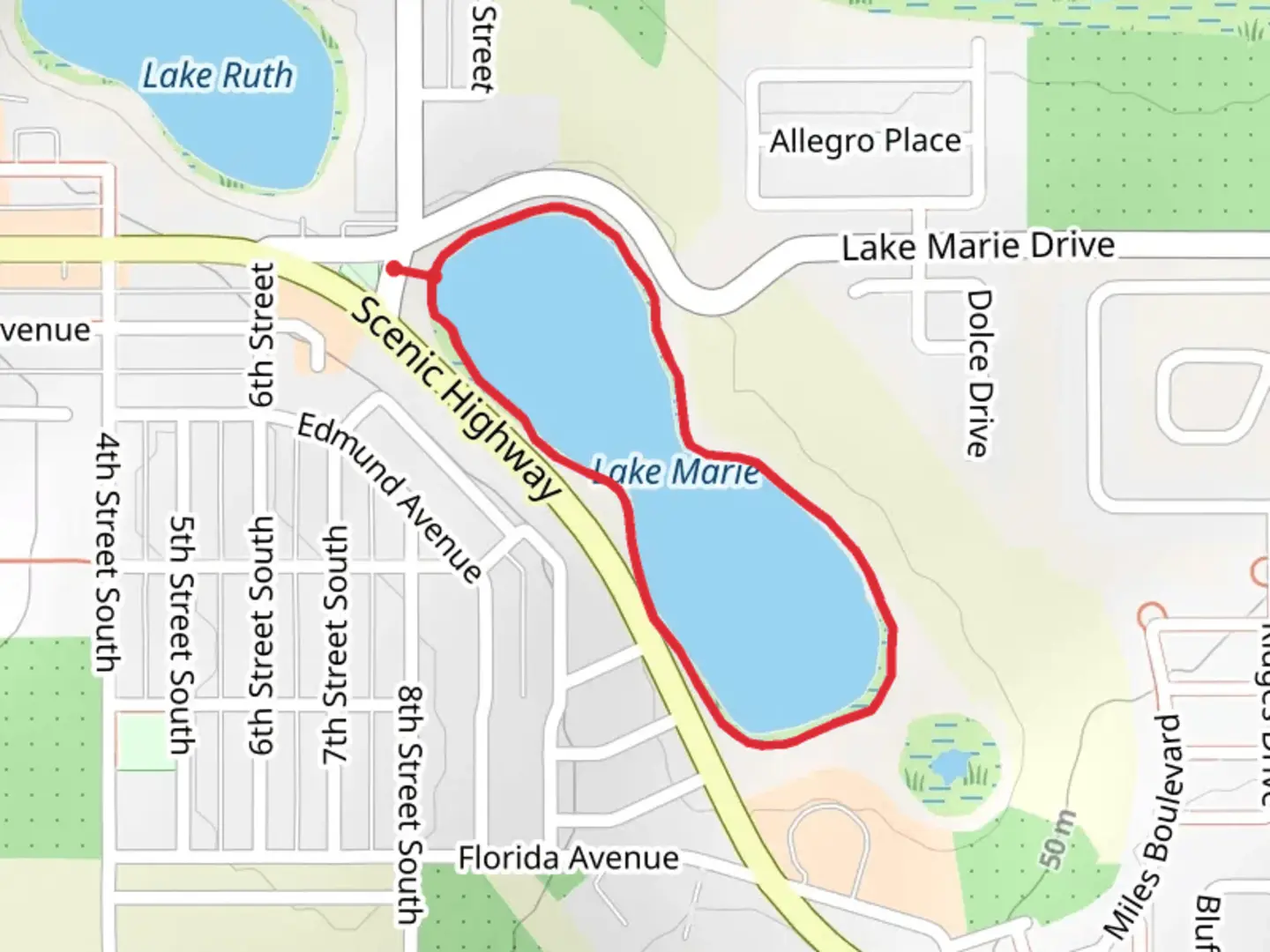 An image depicting the trail Lake Marie Loop and its surrounding area.