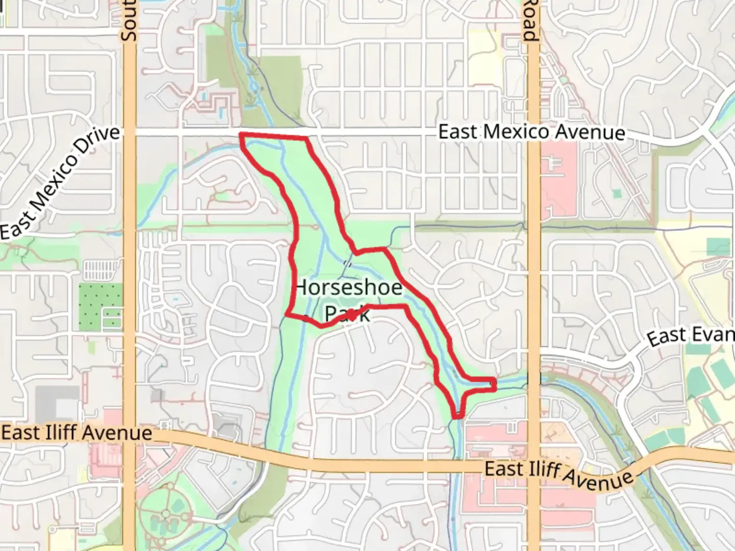 An image depicting the trail Toll Gate Creek Regional and Cherry Creek Spillway Loop Trail and its surrounding area.