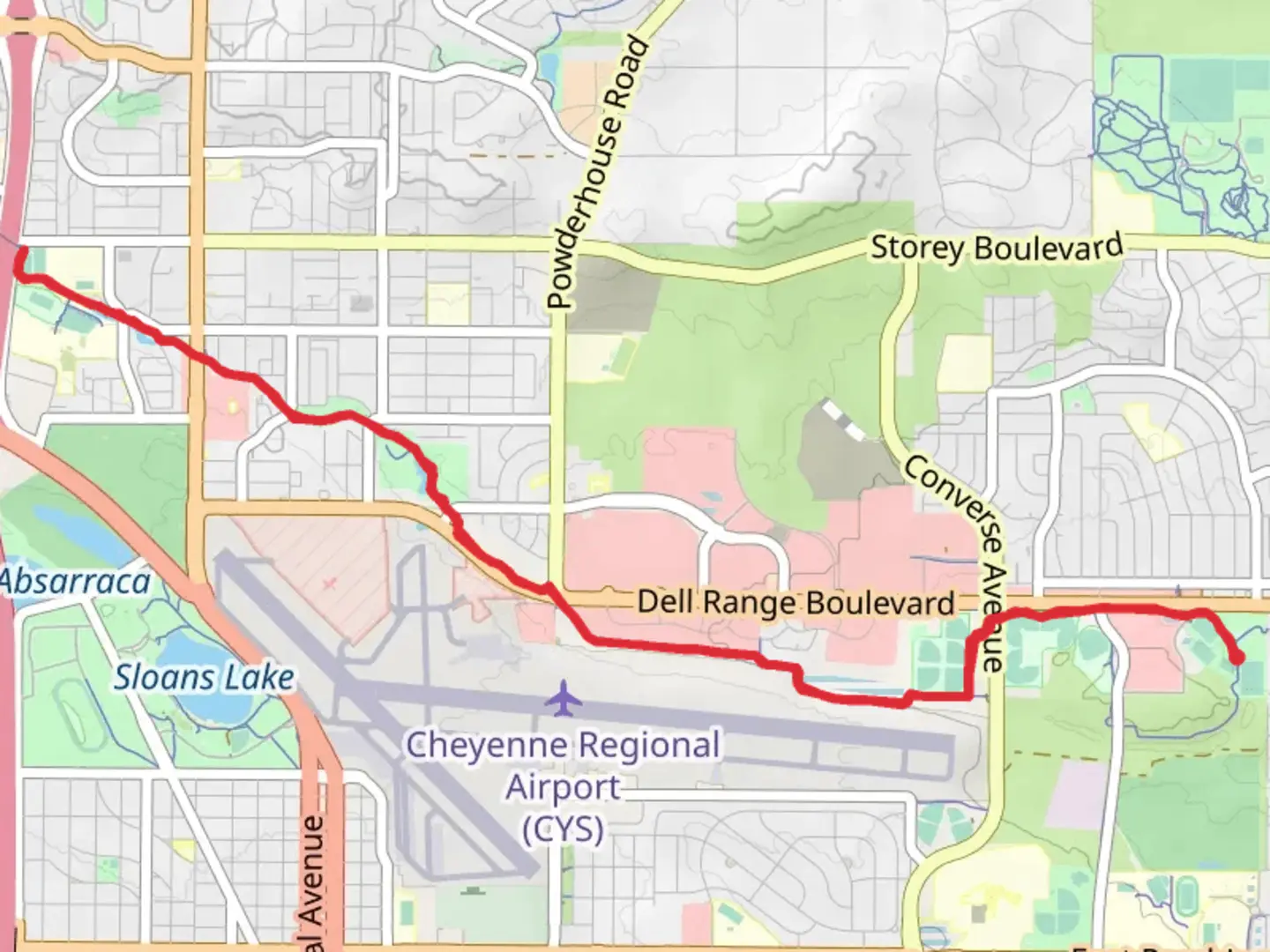 An image depicting the trail Dry Creek Greenway - Cahill Park and its surrounding area.