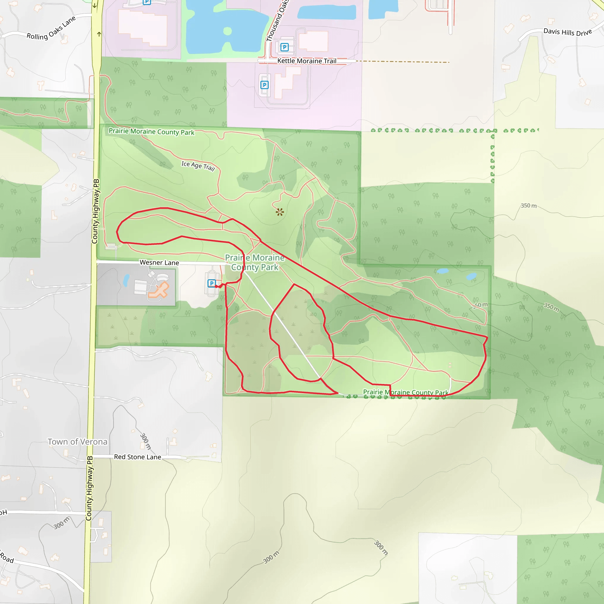 Prairie Moraine County Park Loop mobile static map