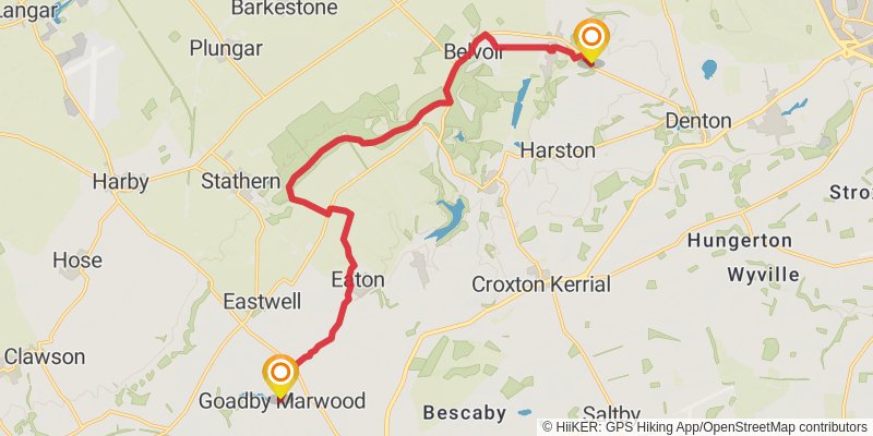 Jubilee Way from Leicestershire to Lincolnshire stage 2 Map