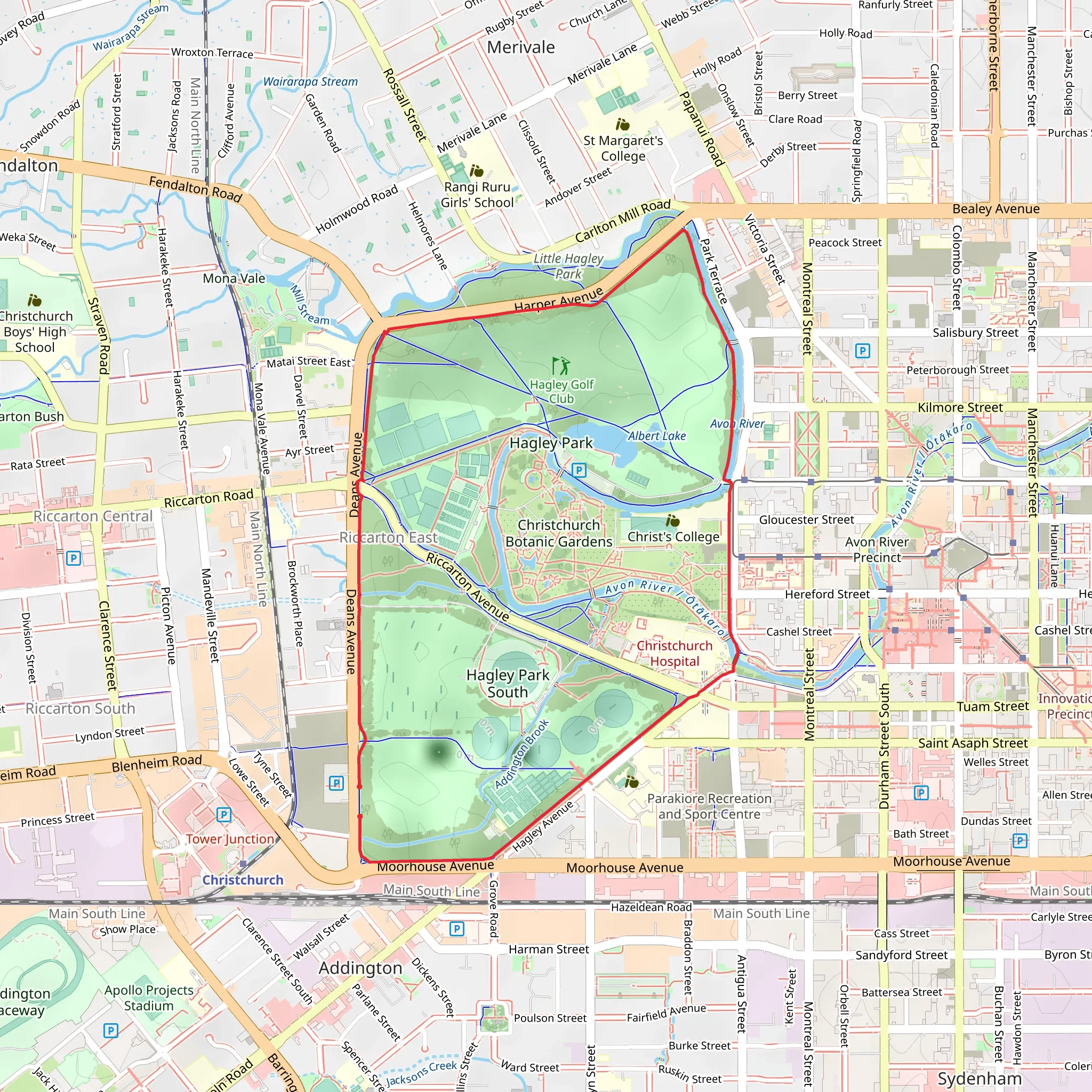 Hagley Park Loop mobile static map