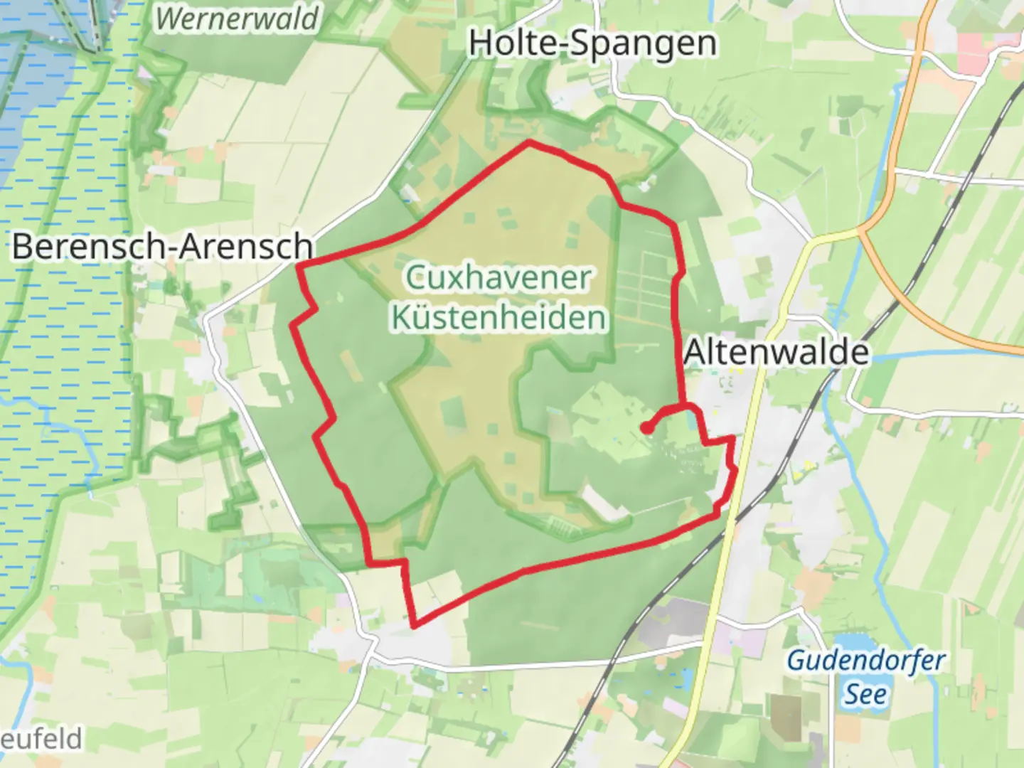 An image depicting the trail Kustenheide Loop - Franzenburg and its surrounding area.