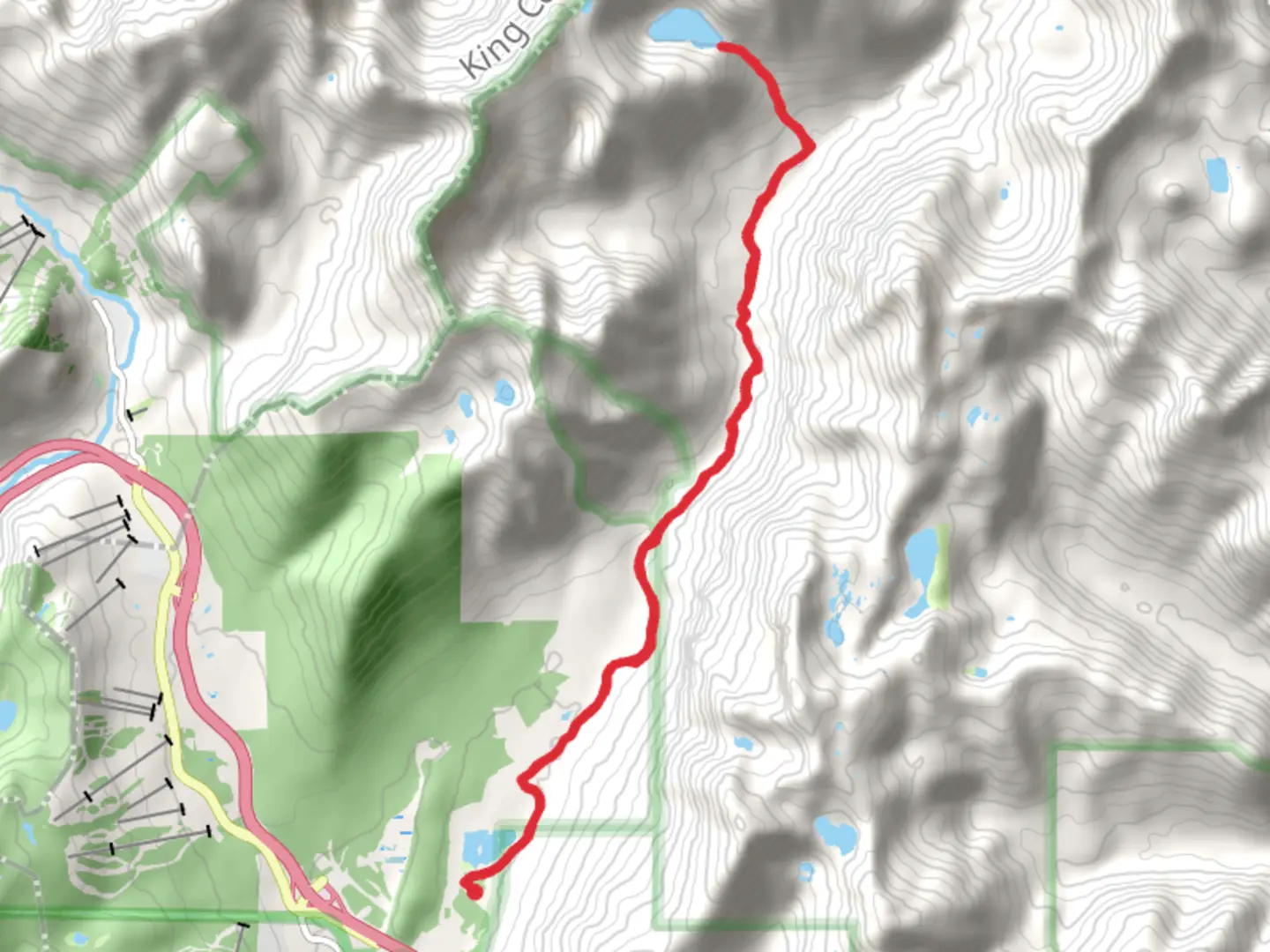 An image depicting the trail Alaska Lake via Gold Creek Trail and its surrounding area.