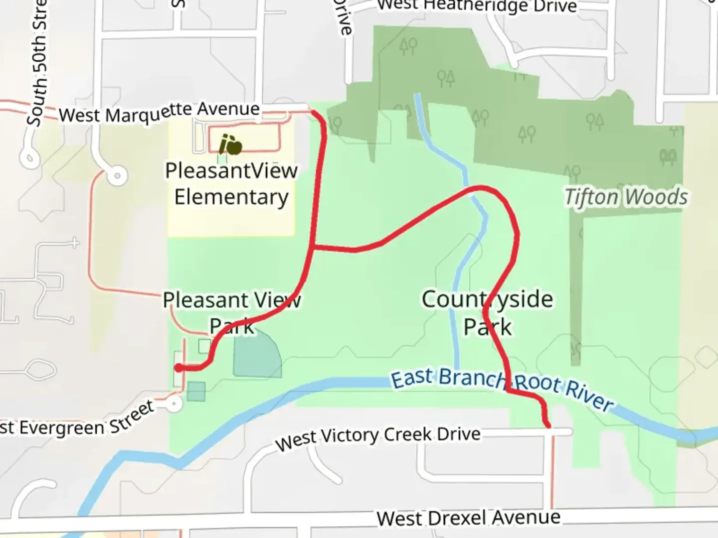 An image depicting the trail Pleasant View Park and Countryside Park Walk and its surrounding area.