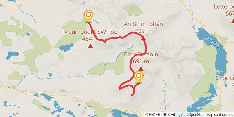An Bhinn Dubh and An Bhinn Bhán from Connemara stage 2 Map