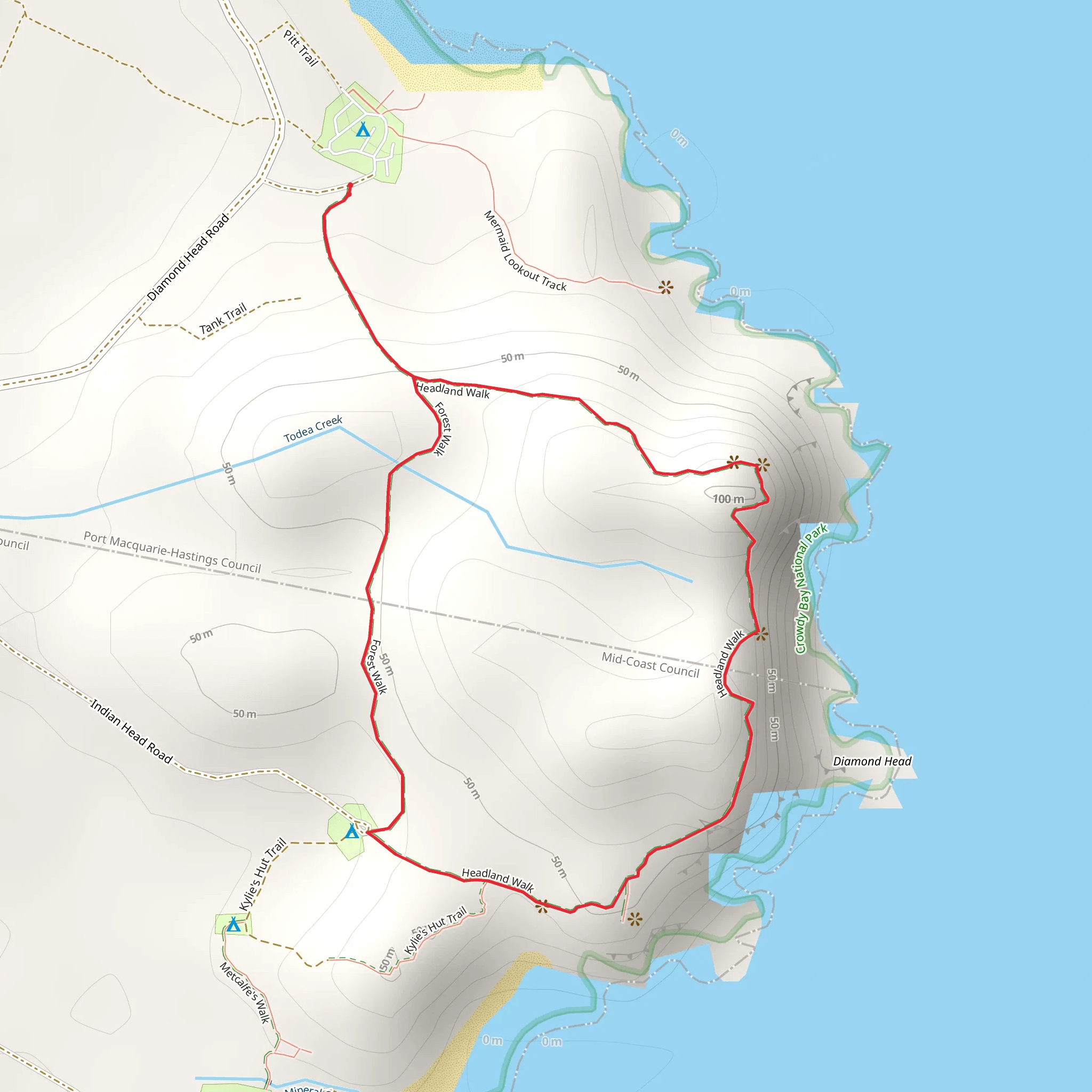 Diamond Head Loop Walk mobile static map