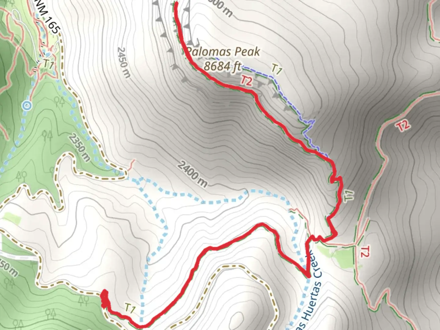 An image depicting the trail Cliff Base Out and Back and its surrounding area.