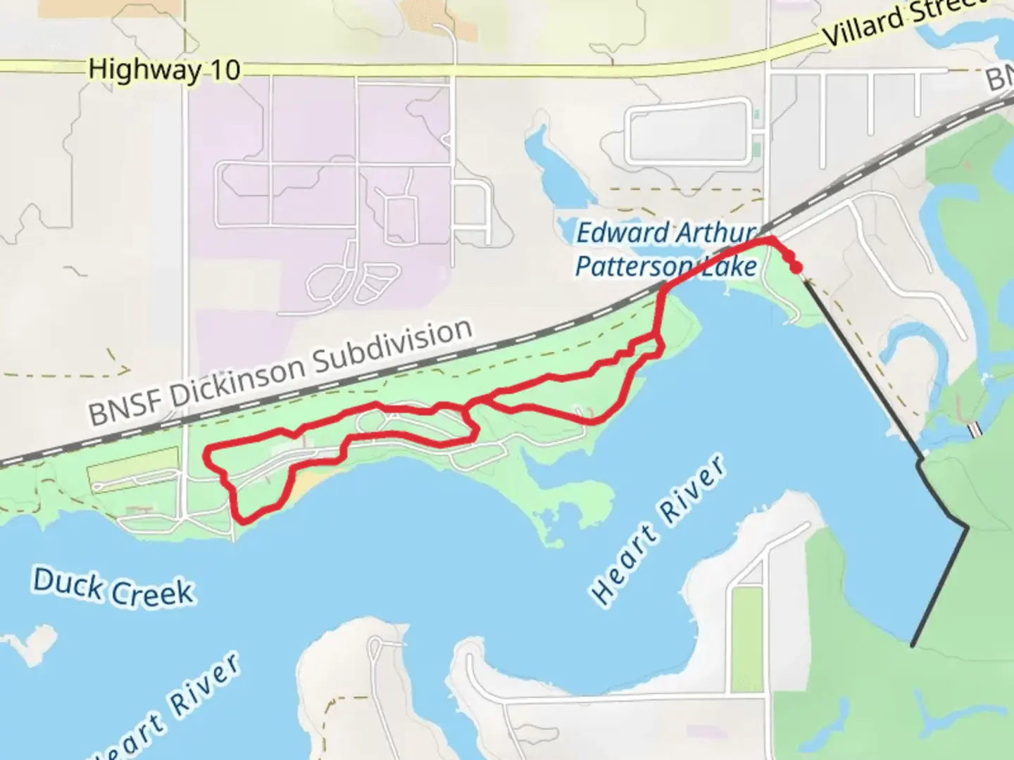 An image depicting the trail Edward Arthur Patterson Lake Northern Shore Loop and its surrounding area.