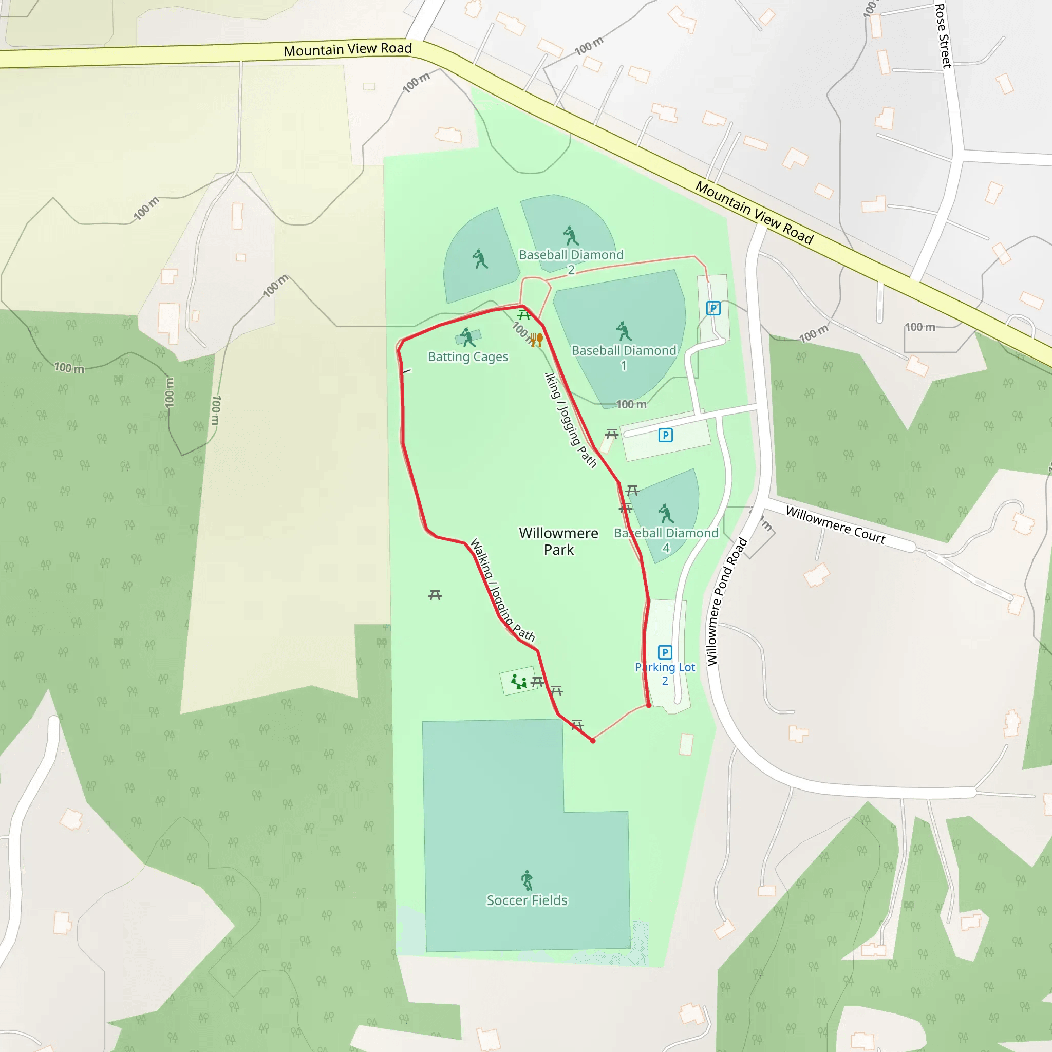 Willowmere Park Loop mobile static map