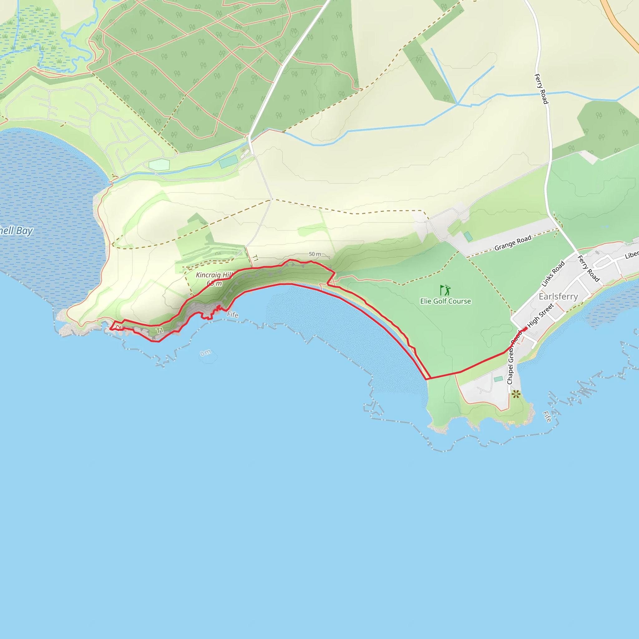The Chain Walk via Fife Coastal Walk - Earlsferry mobile static map