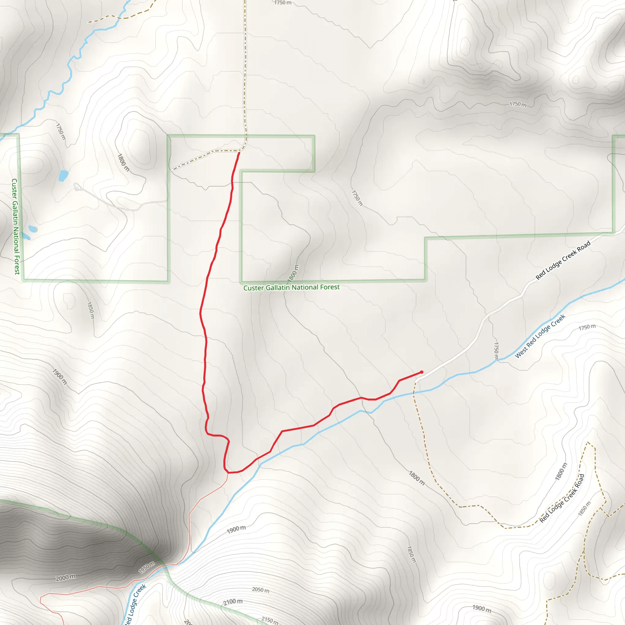 Rankin Homestead Trail via Red Lodge Creek Trail mobile static map