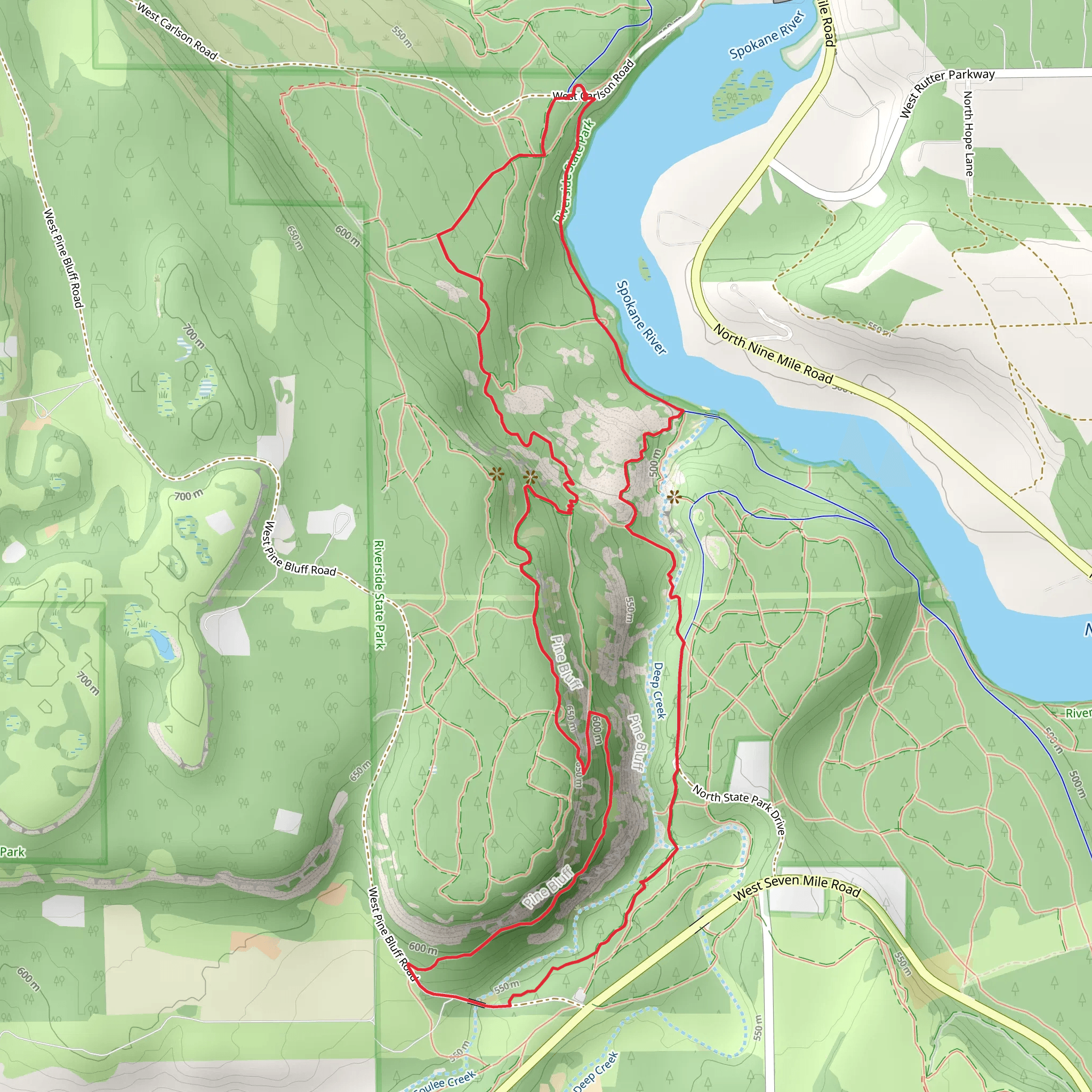 Trail 25 and Spokane River Centennial Trail mobile static map