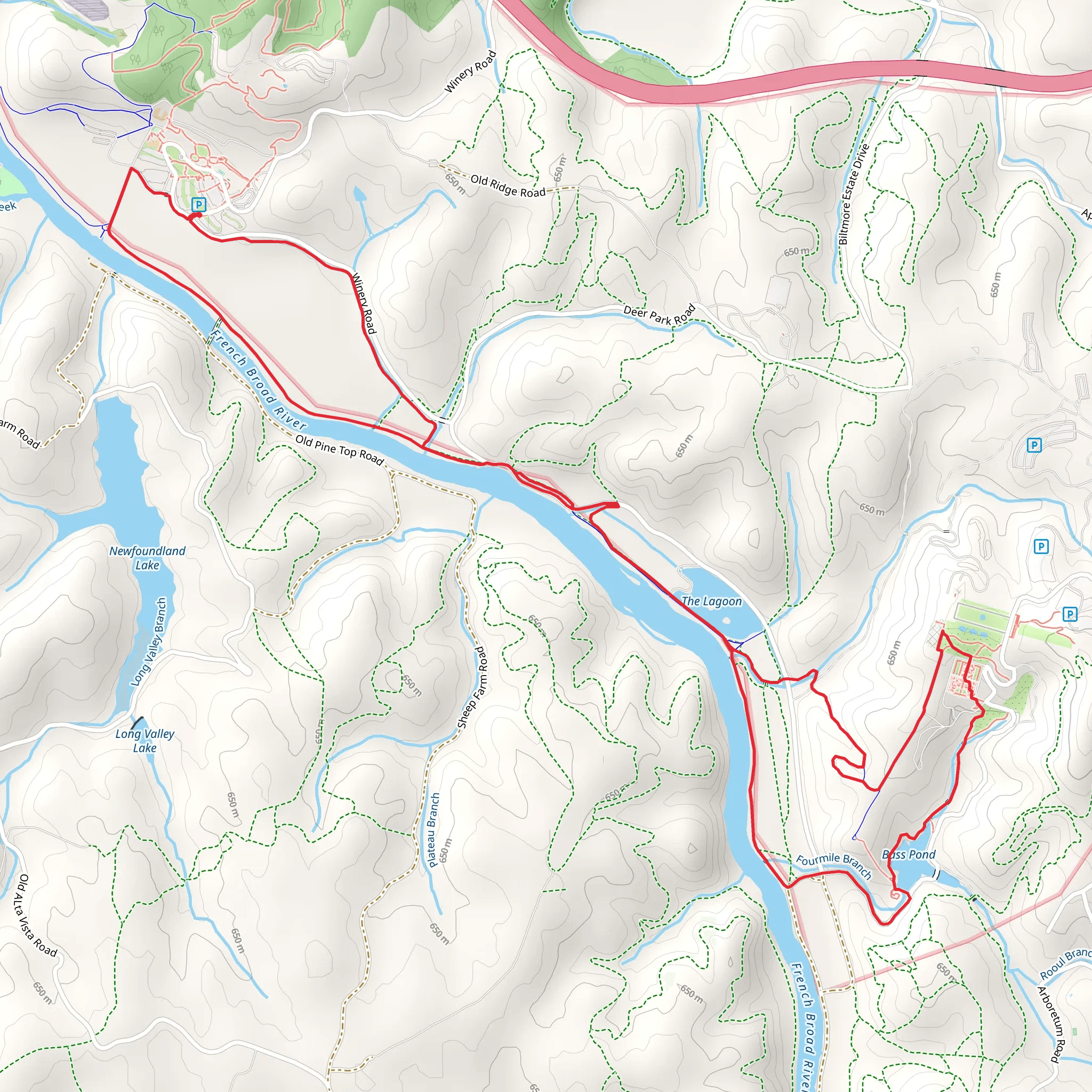 The Lagoon and Biltmore Estate Path Loop mobile static map
