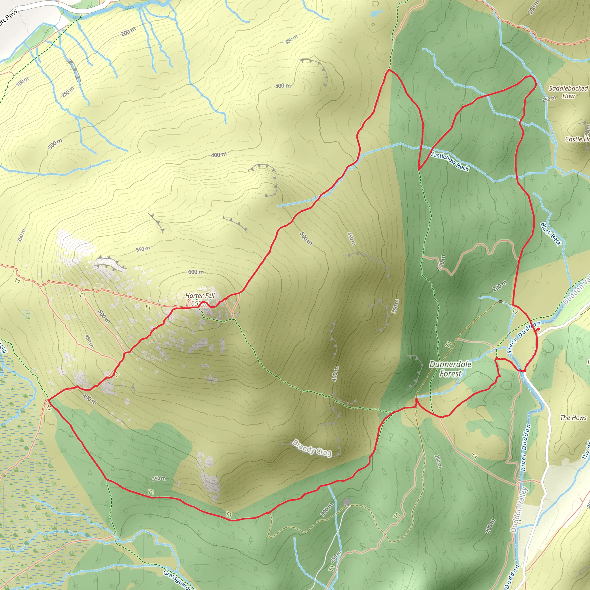 Harter Fell and Dunnerdale Forest Loop mobile static map