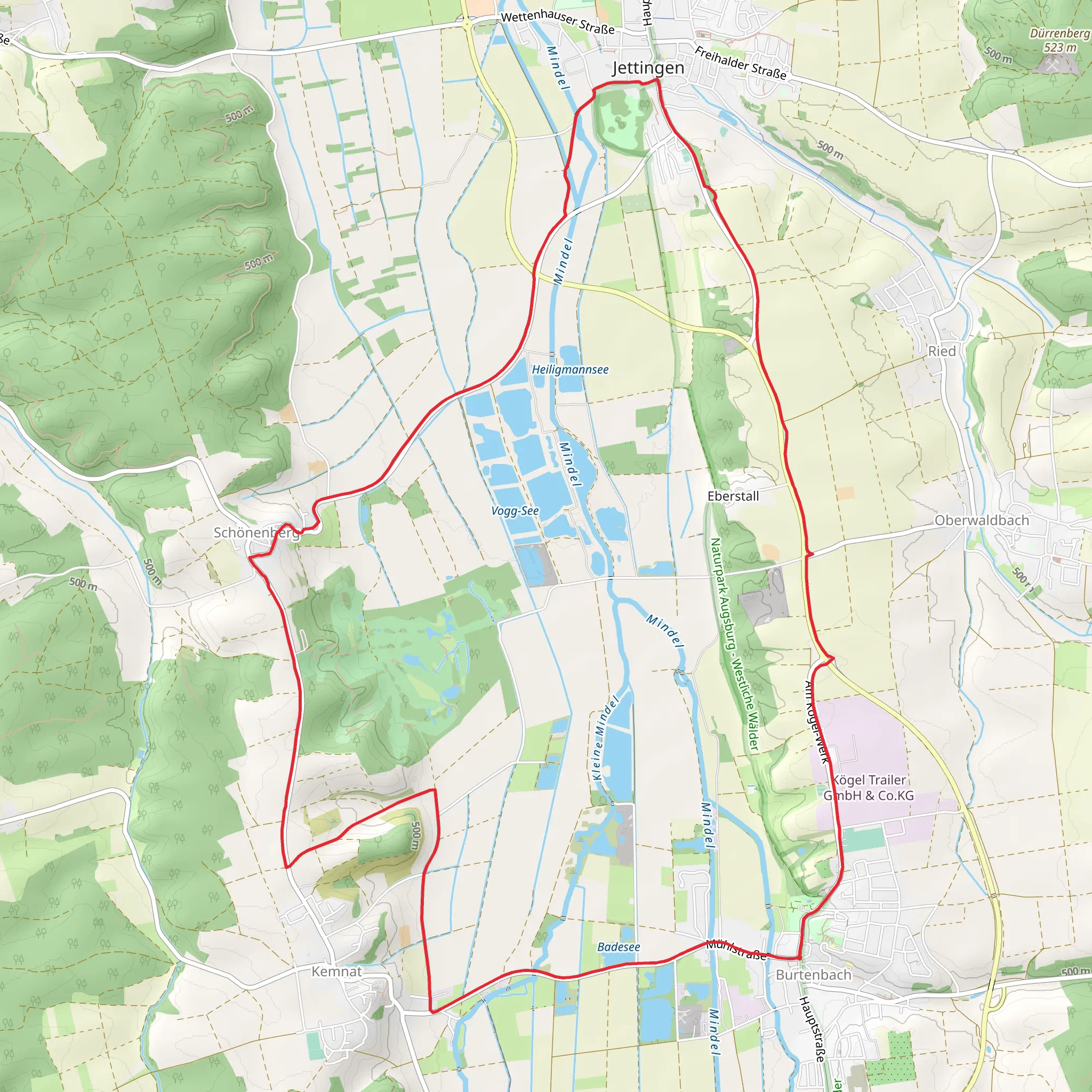 Burtenbach and Schloss Jettingen Loop mobile static map