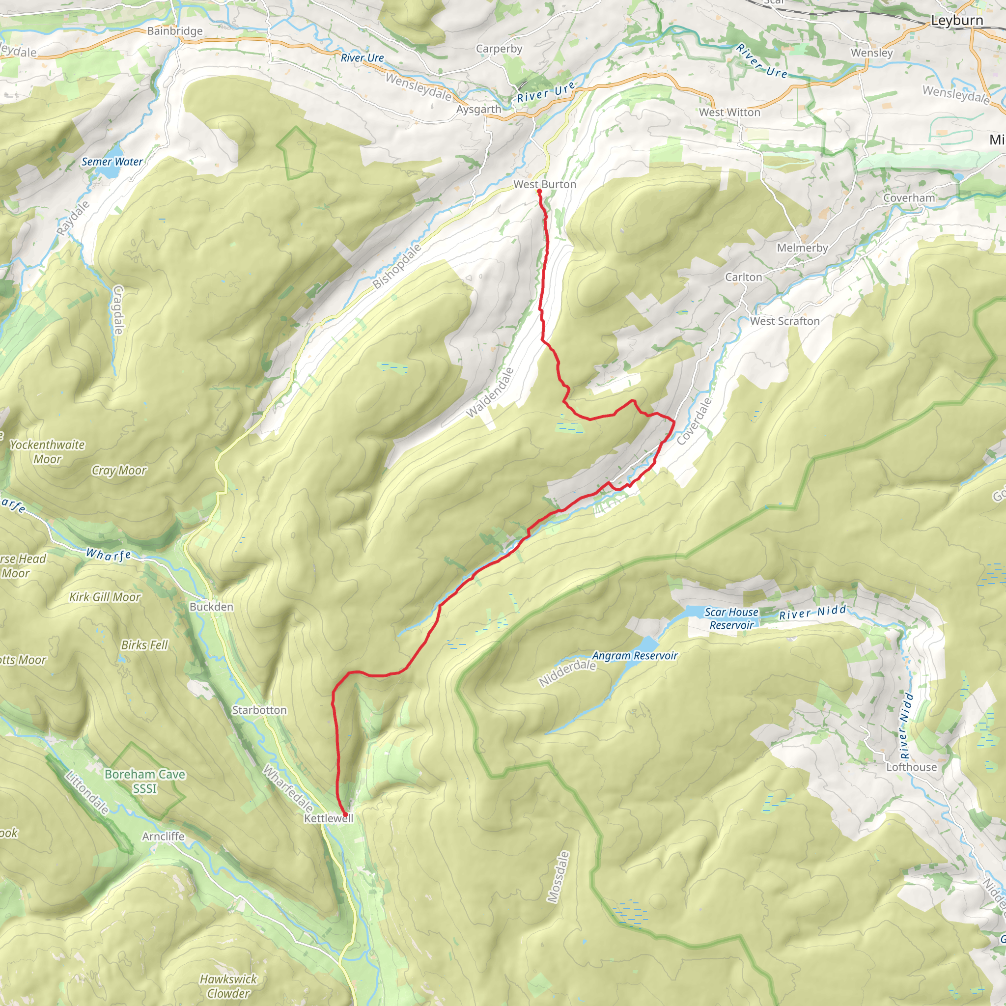 West Burton to Kettlewell Walk mobile static map