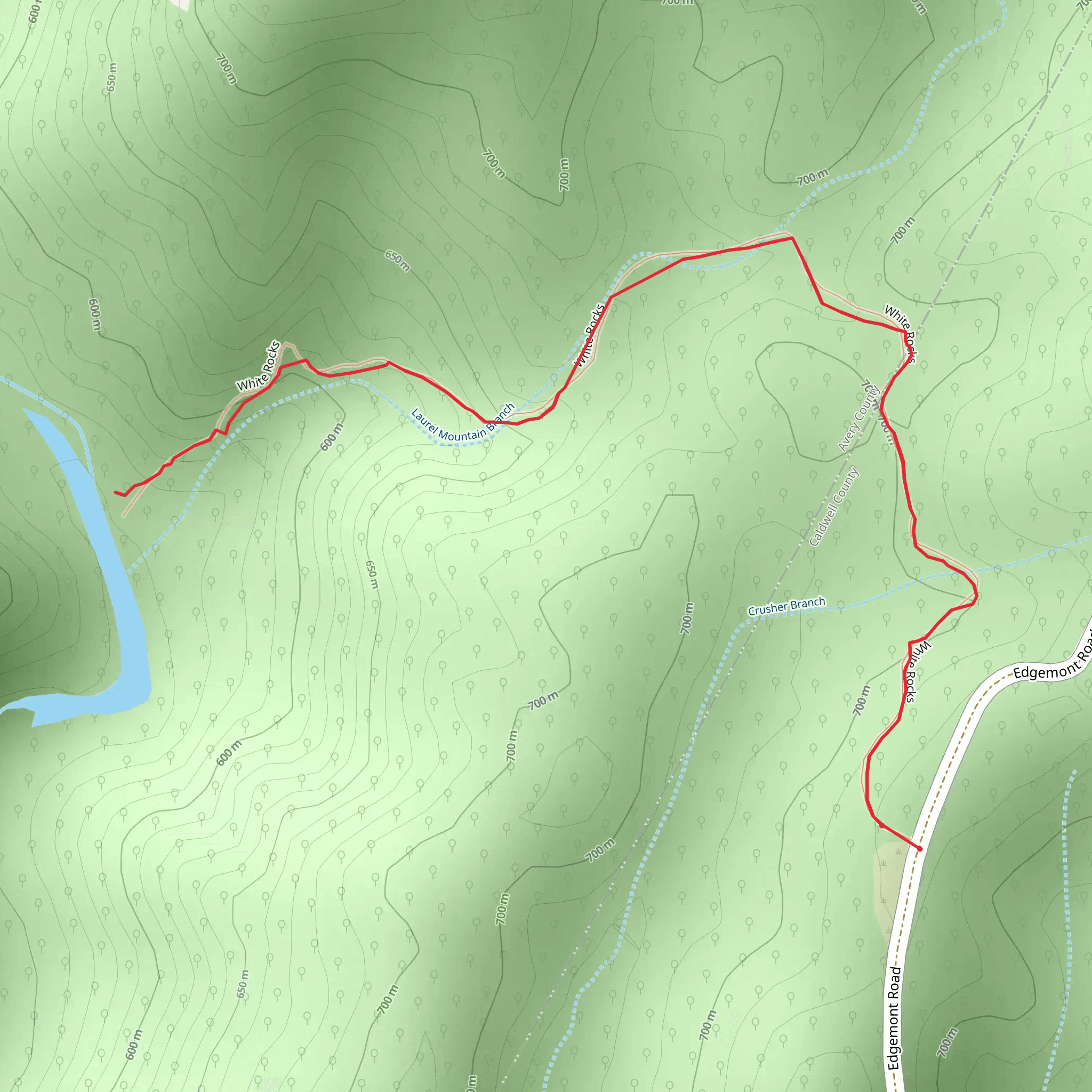 White Rocks Trail mobile static map