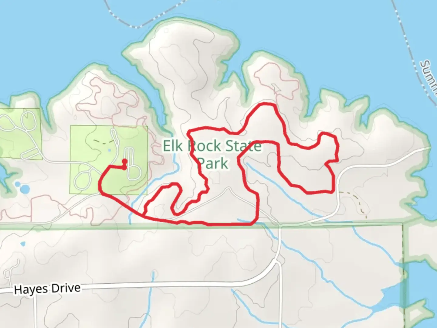An image depicting the trail Elk Rock State Park Short Loop and its surrounding area.
