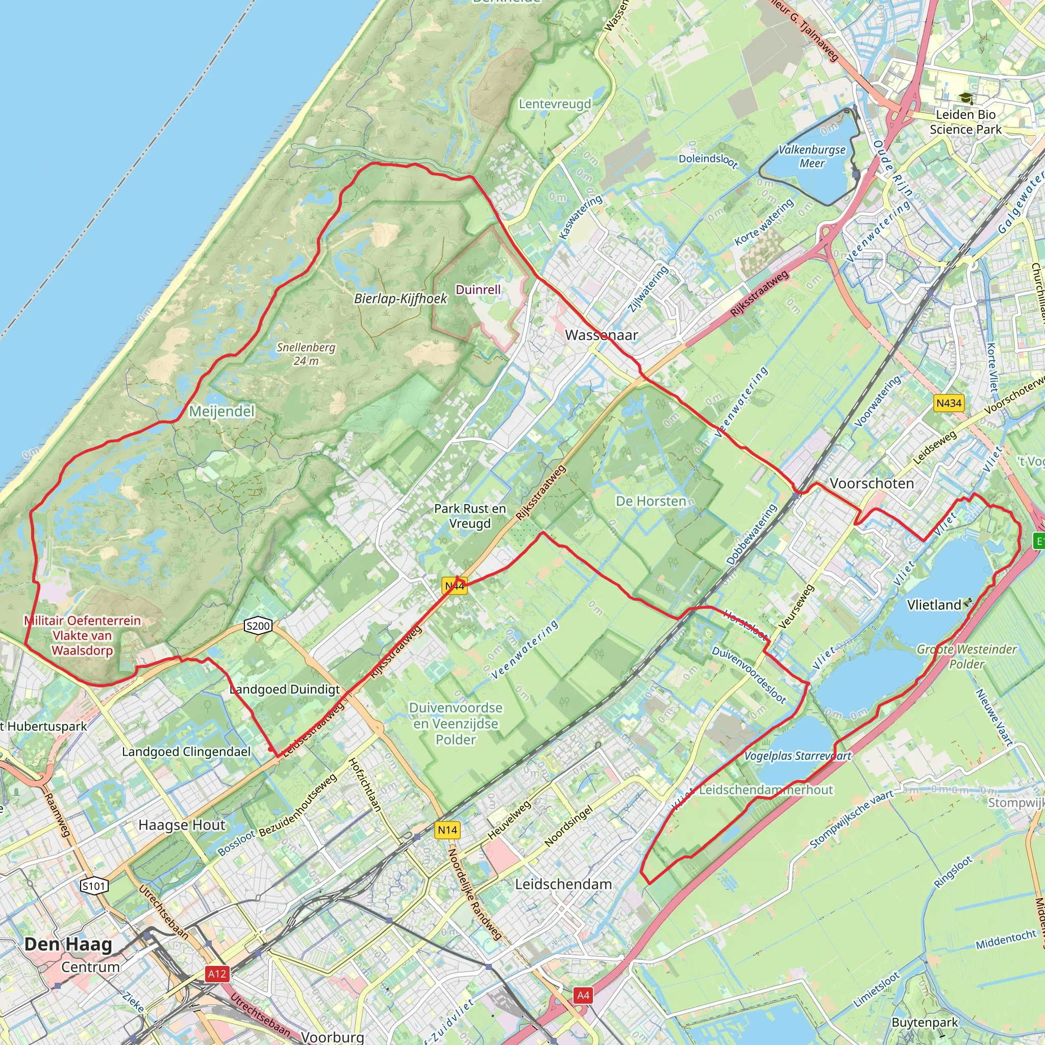 Prinsenberg, Oostduinen and Vlietland Loop mobile static map