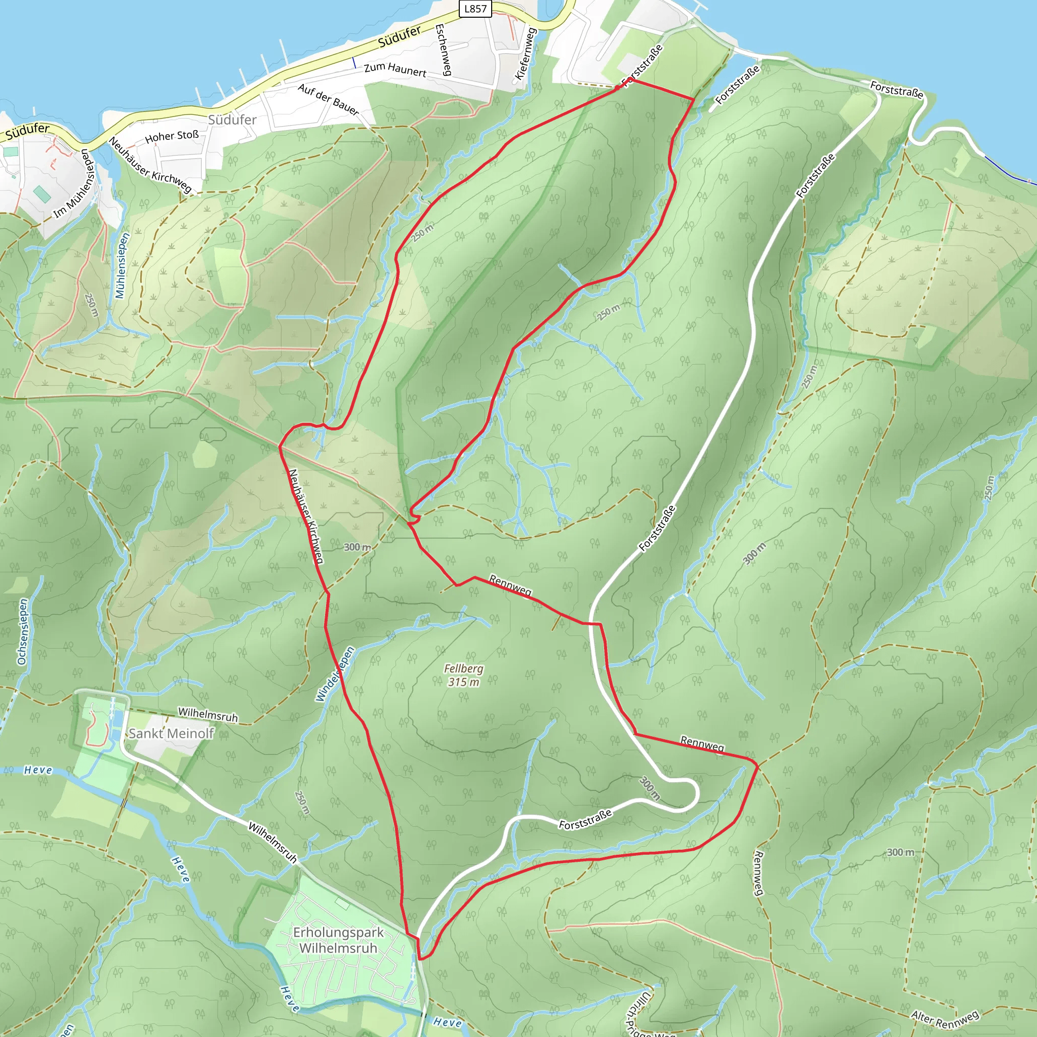 Fellberg, Steigeiche Loop via Um den Möhnesee mobile static map