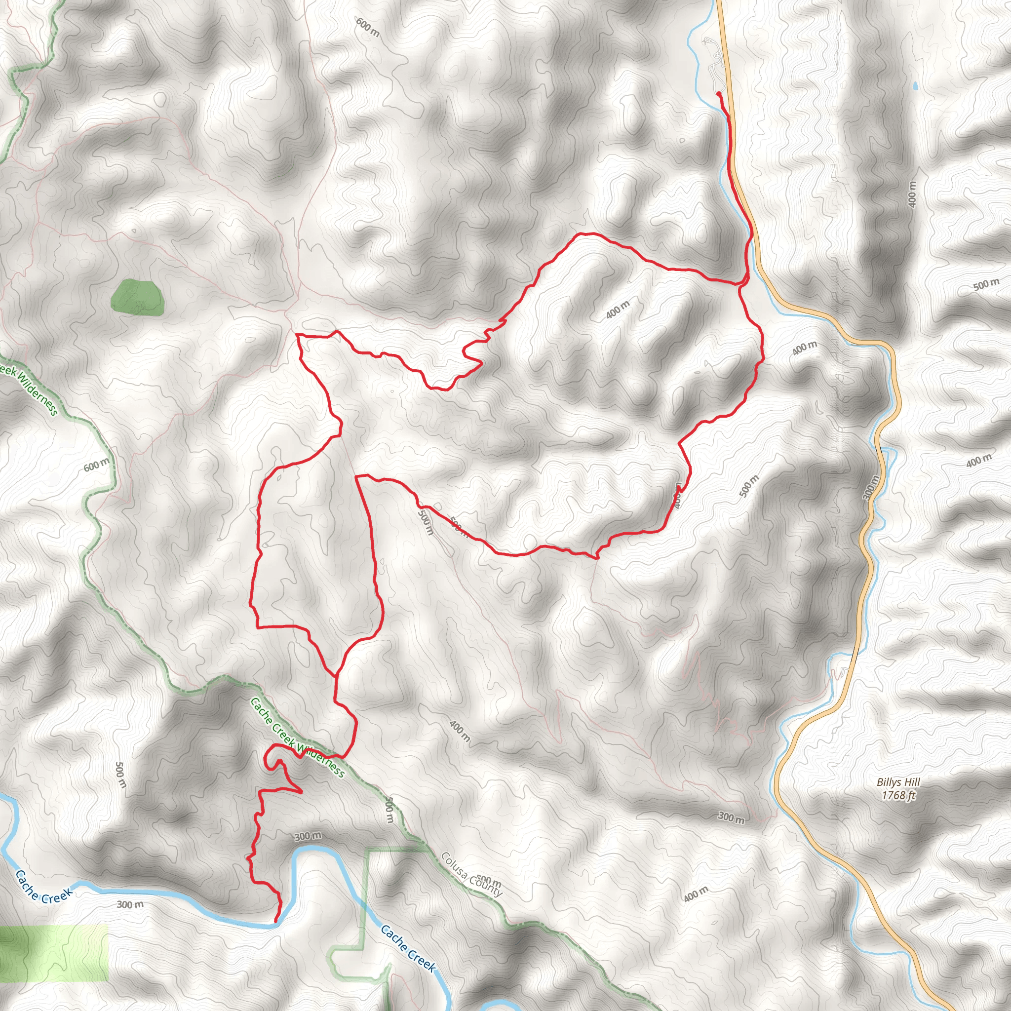 Thompson Canyon, Cache Creek and 3 Ponds Loop Trail mobile static map