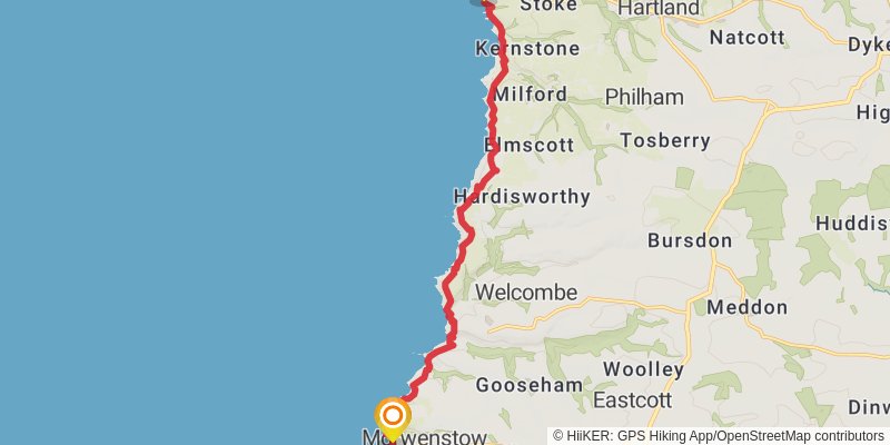 South West Coast Path - Clovelly to Tintagel stage 2 Map