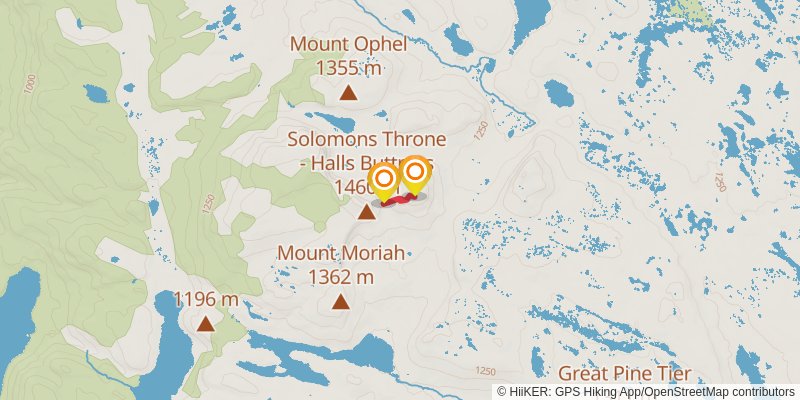 Walls of Jerusalem Circuit Hike spur 2 Map