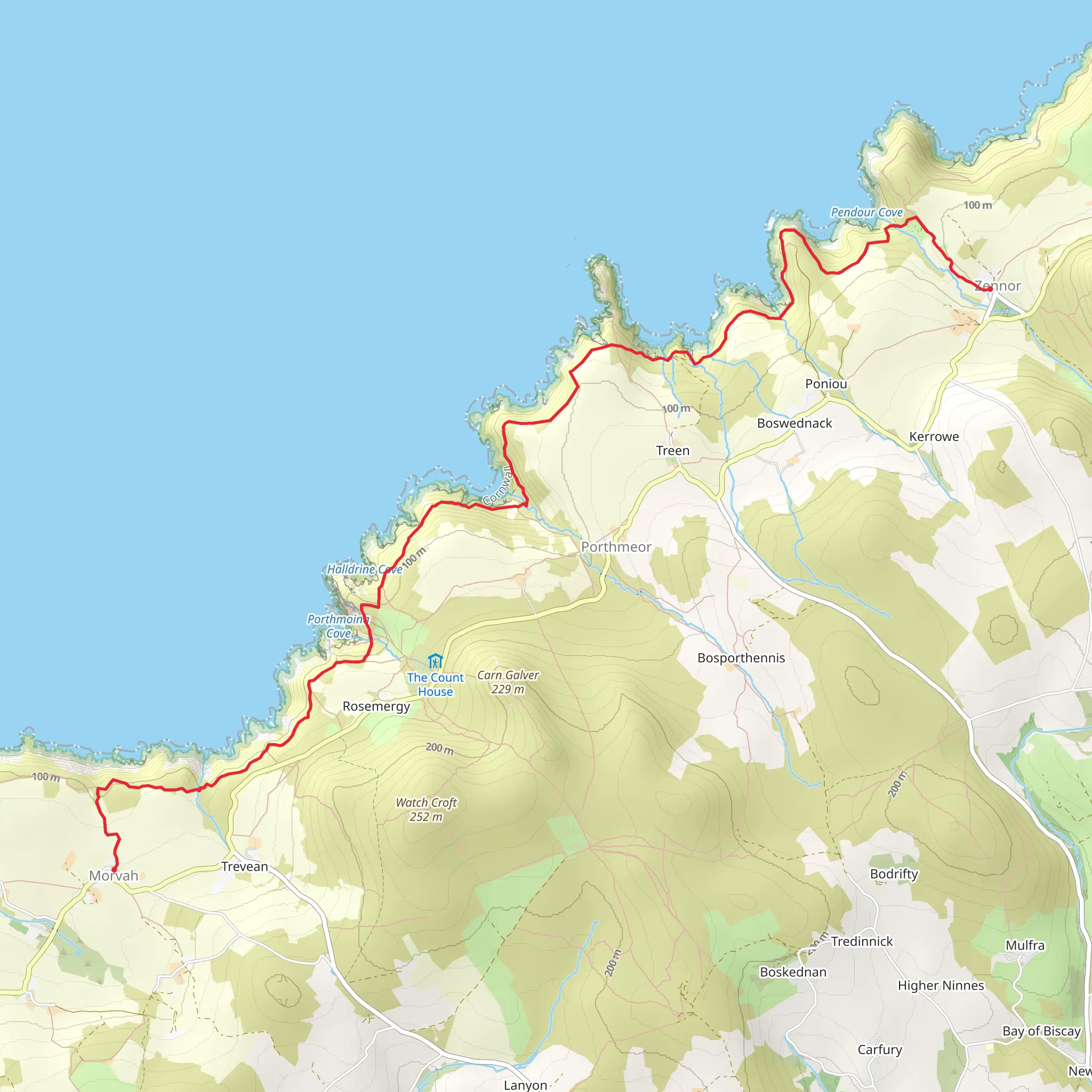Morvah to Zennor using the Coastal Path mobile static map