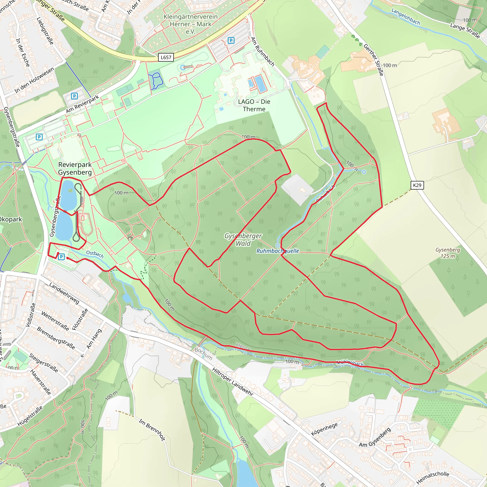 Ostbach via Gysenberg Rundweg mobile static map