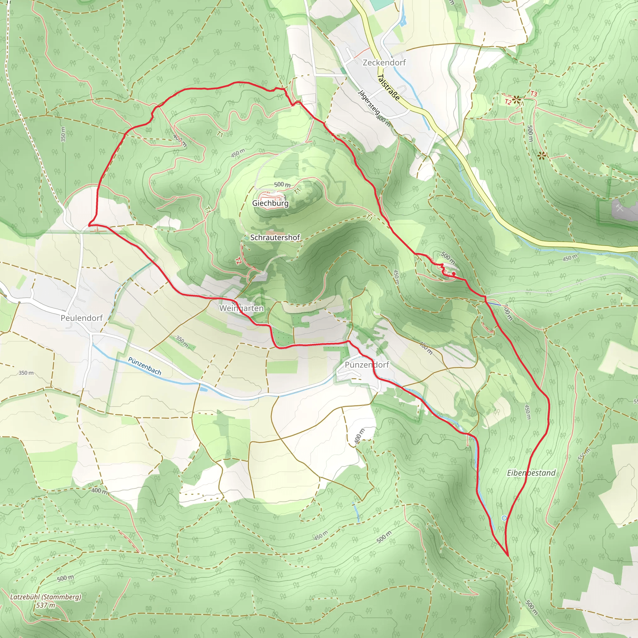 Gugel, Schrautersdorf and Krippenholz Loop mobile static map