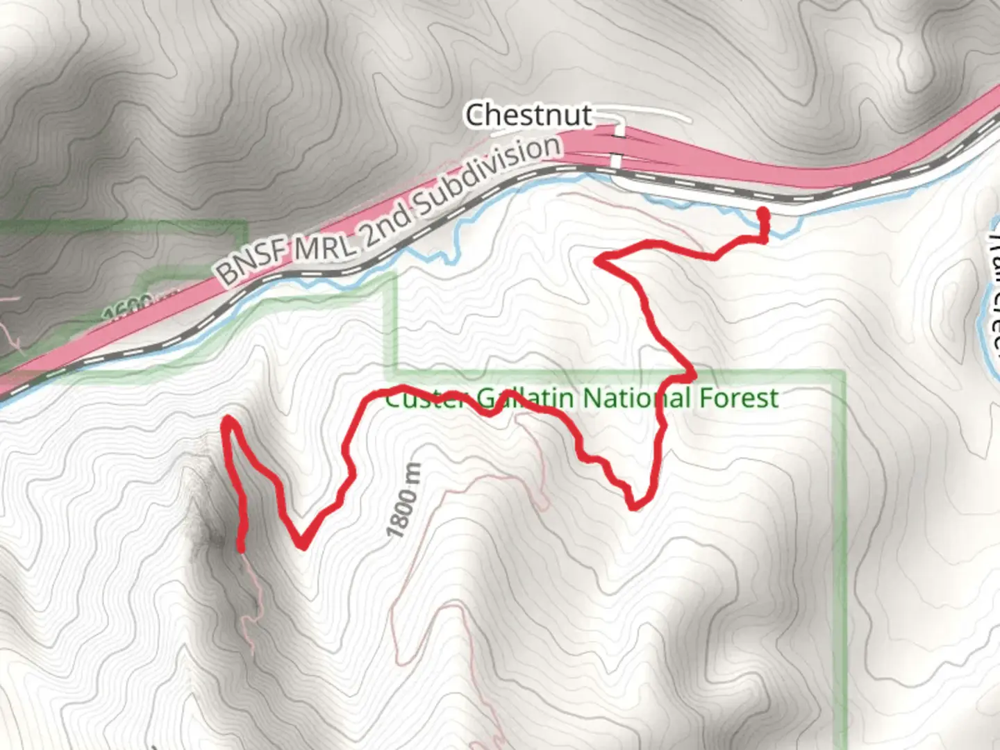 An image depicting the trail Chestnut Mountain Trail and East Crags Trail and its surrounding area.