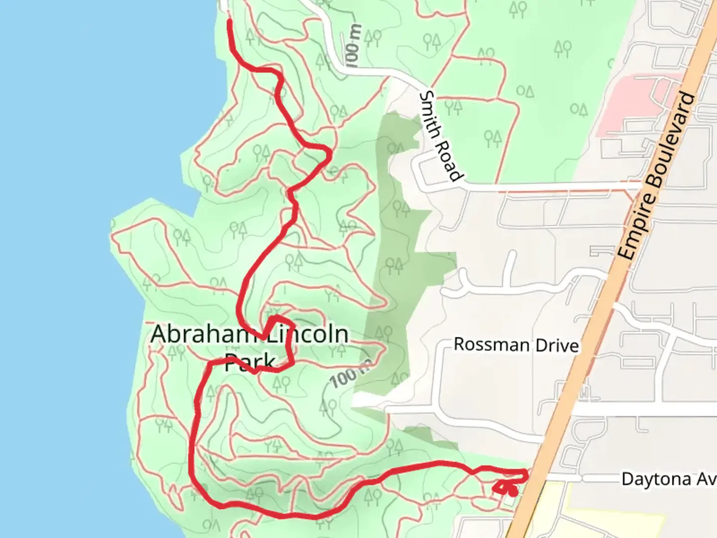 An image depicting the trail Abraham Lincoln Park Trail and its surrounding area.