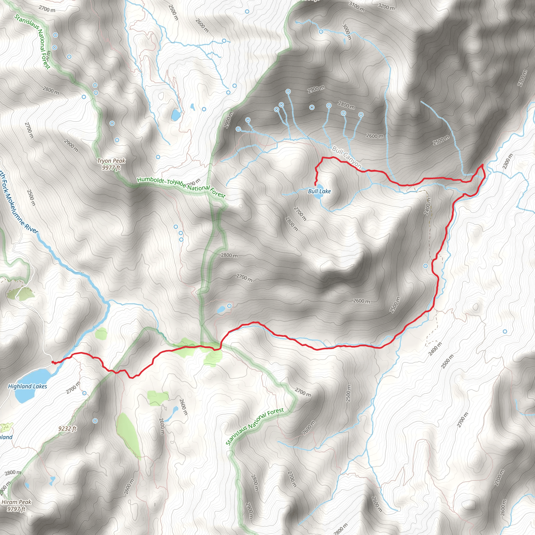 Bull Lake via Wolf Creek Trail mobile static map