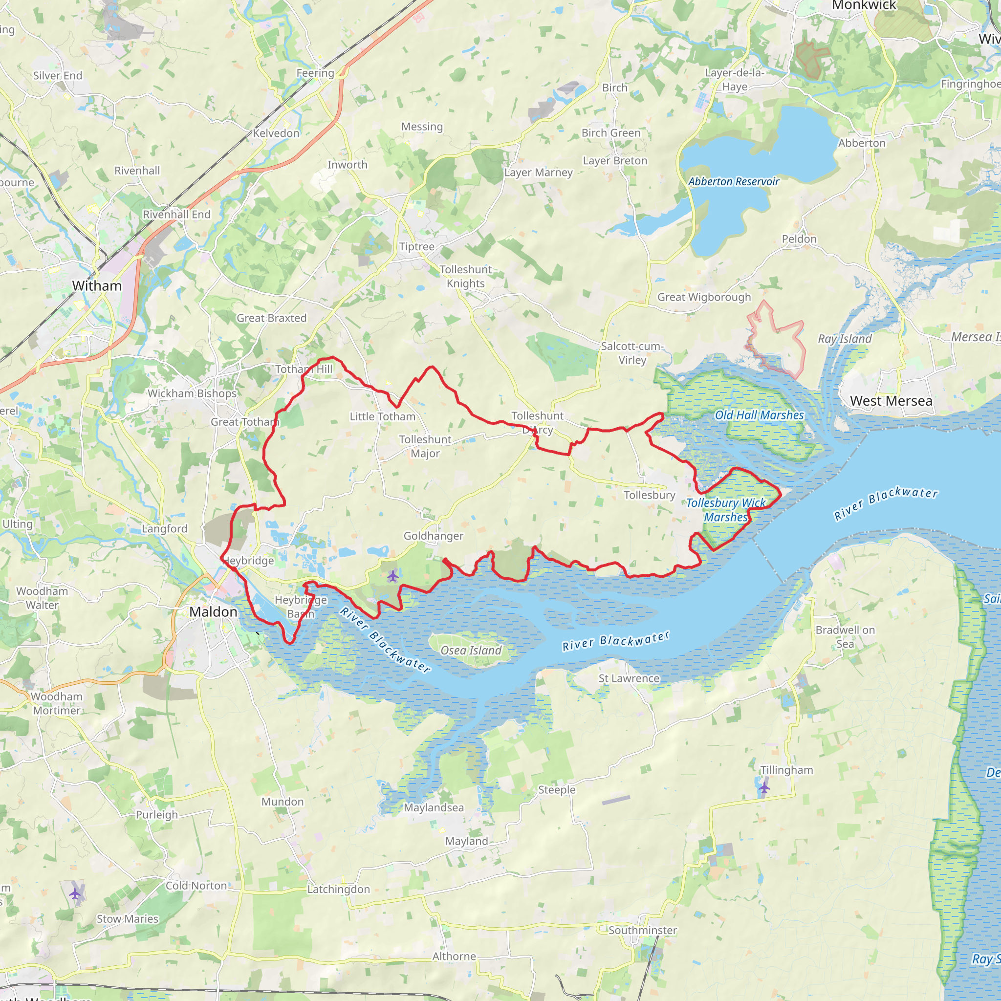 Loop Walk from Heybridge in Essex mobile static map