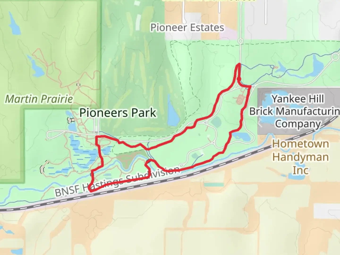 An image depicting the trail Prairie Corridor Loop Trail via Haines Branch and its surrounding area.