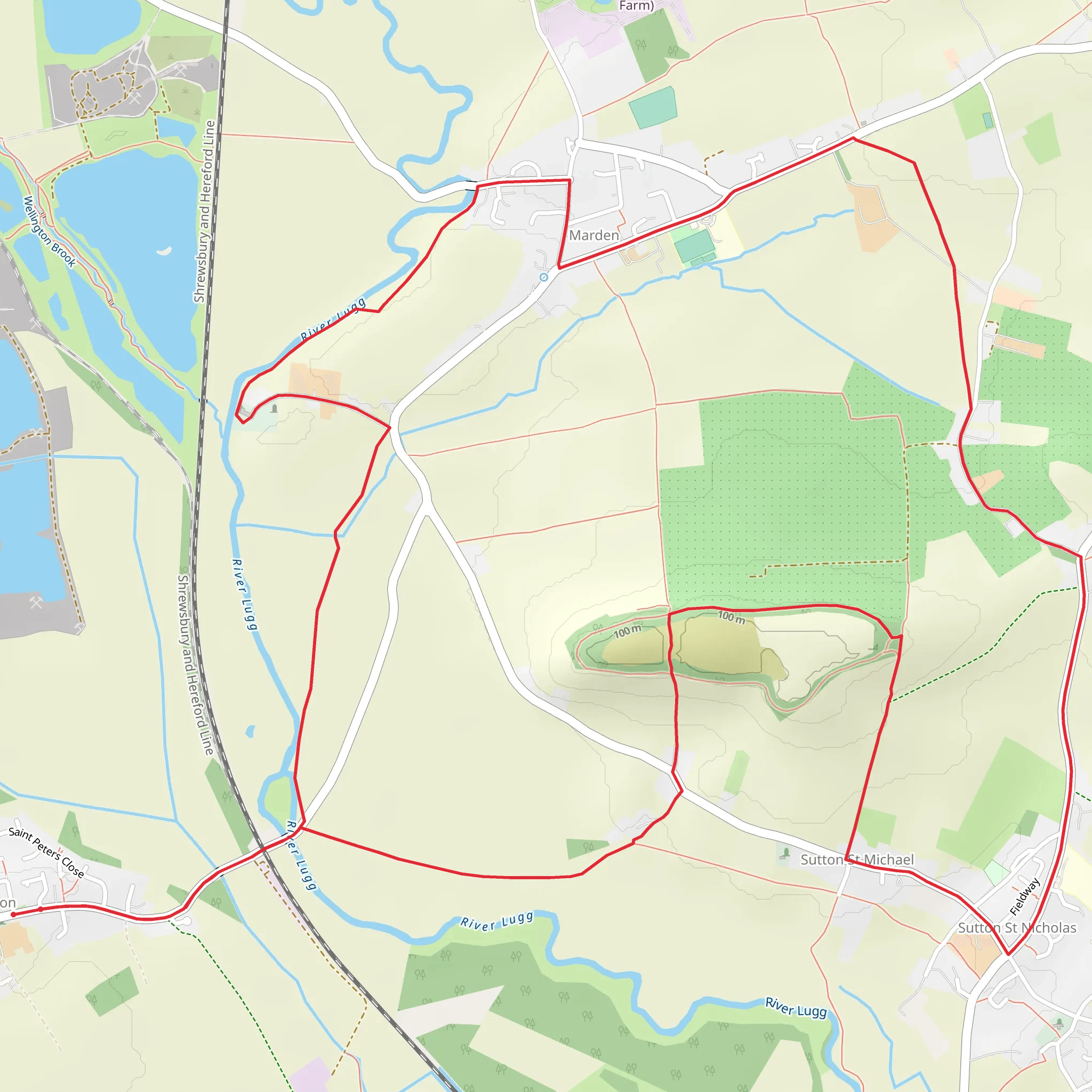 Marden and Sutton St Nicholas from Moreton-on-Lugg mobile static map