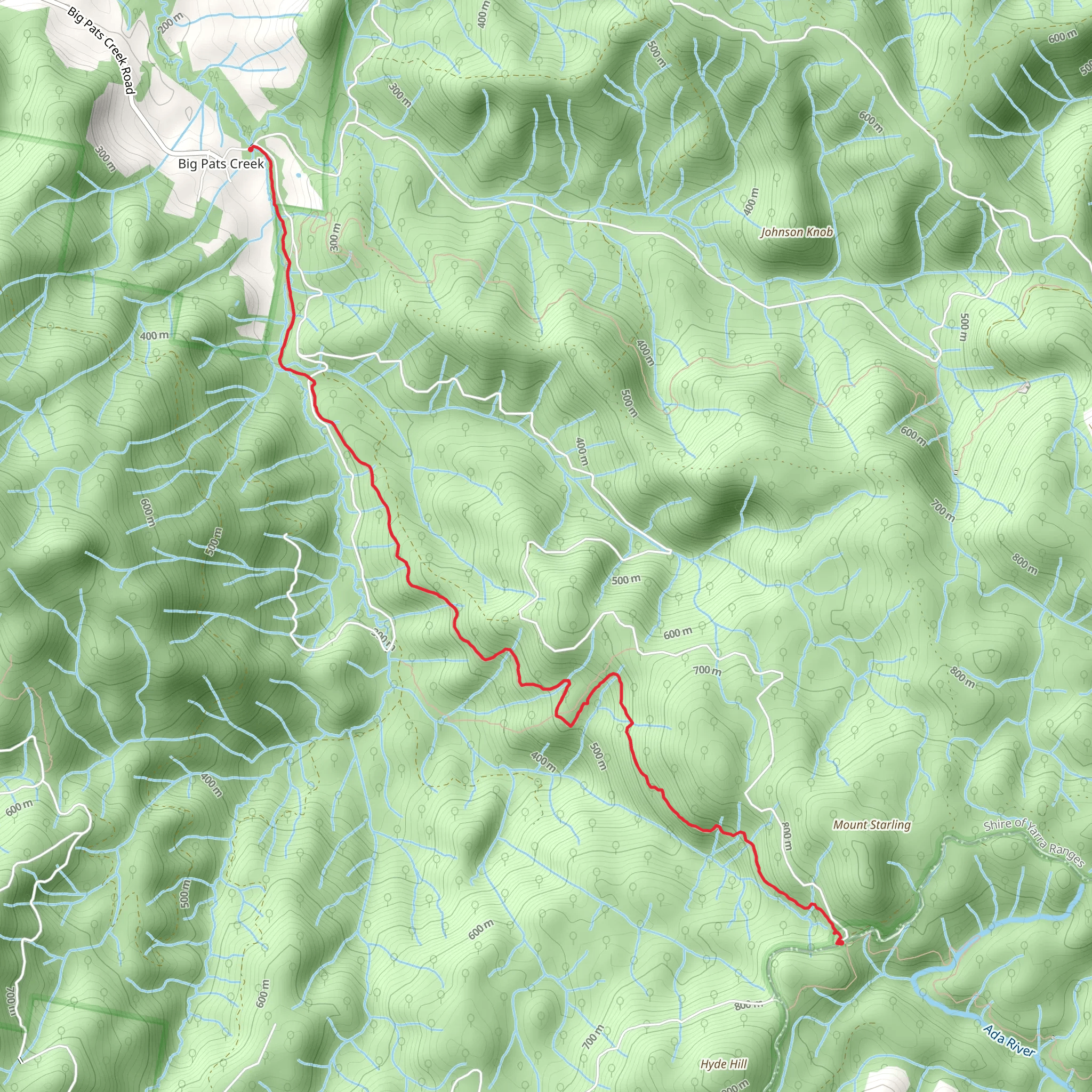 Big Pats Creek to Starlings Gap Trail mobile static map