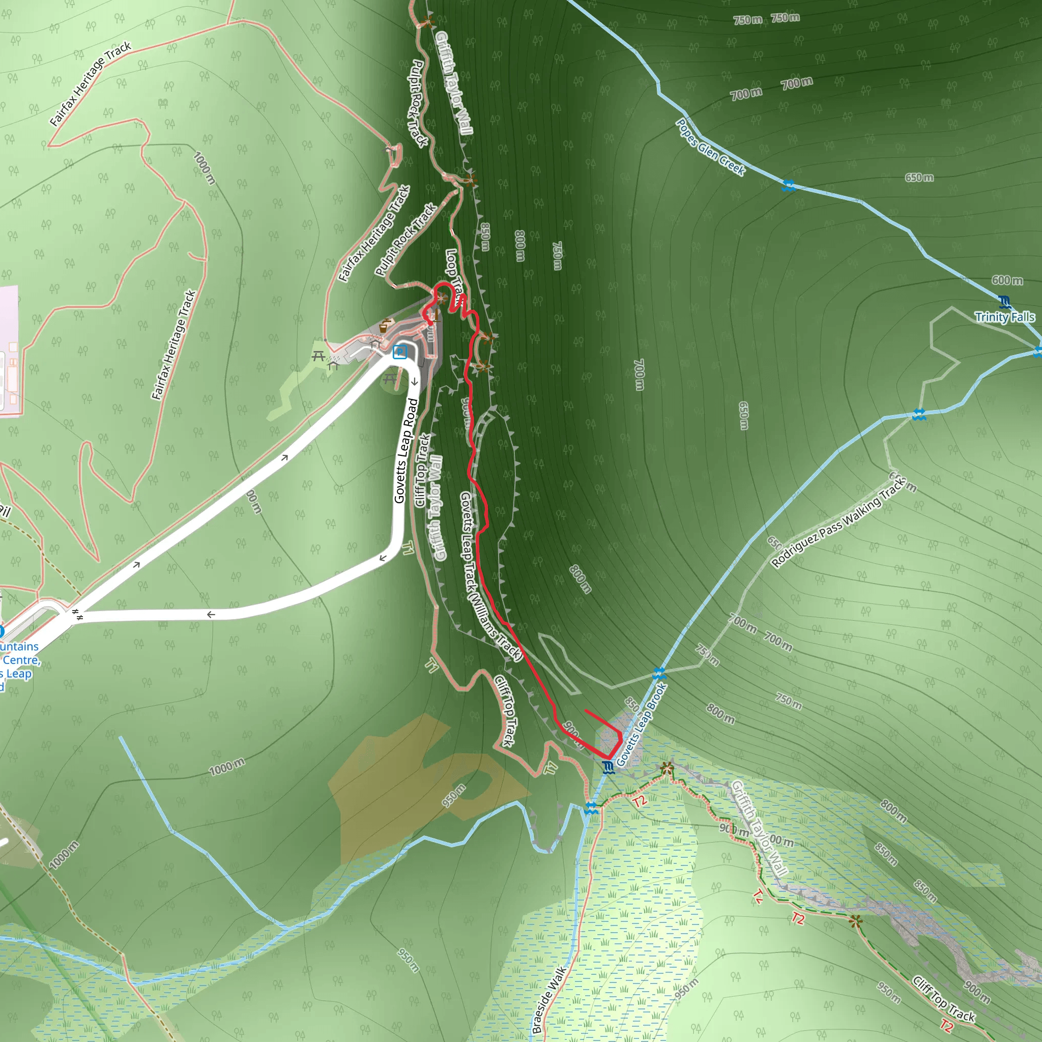 Govetts Leap Descent Track mobile static map