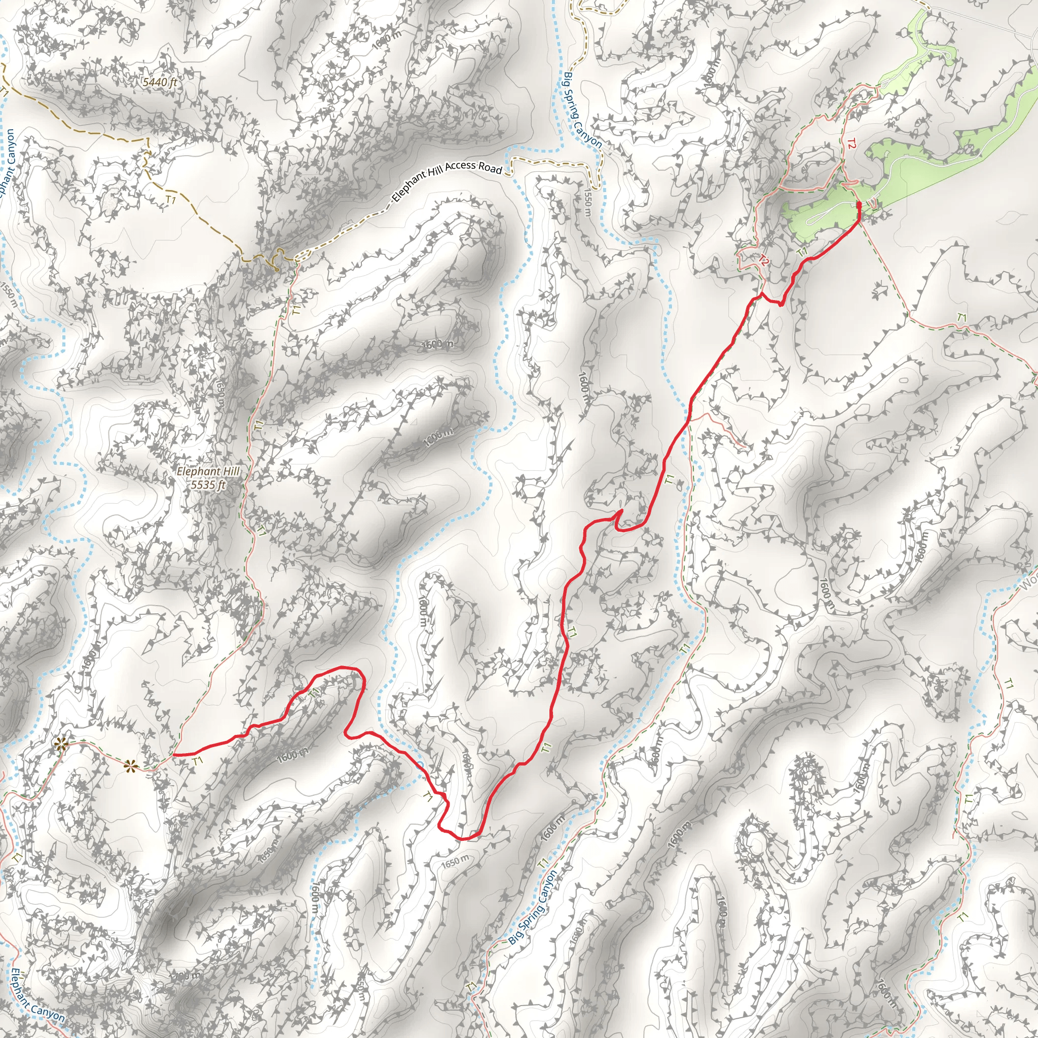 Big Spring to Elephant Canyon Trail mobile static map