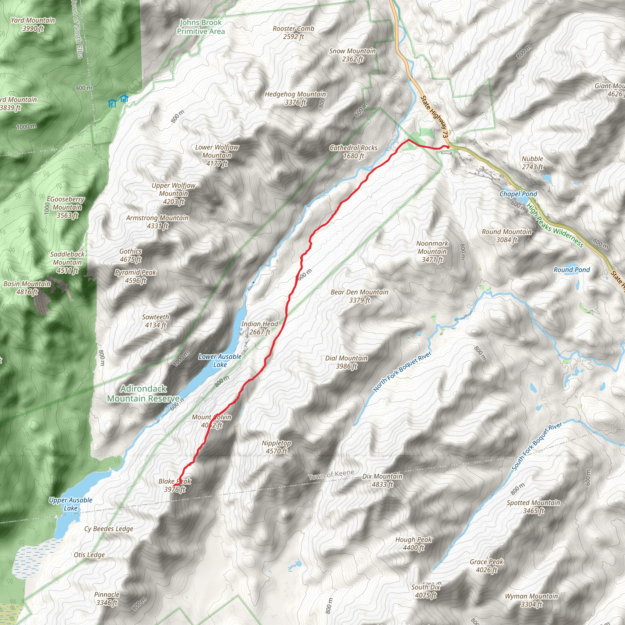 Mount Colvin and Blake Peak via Gill Brook Trail mobile static map