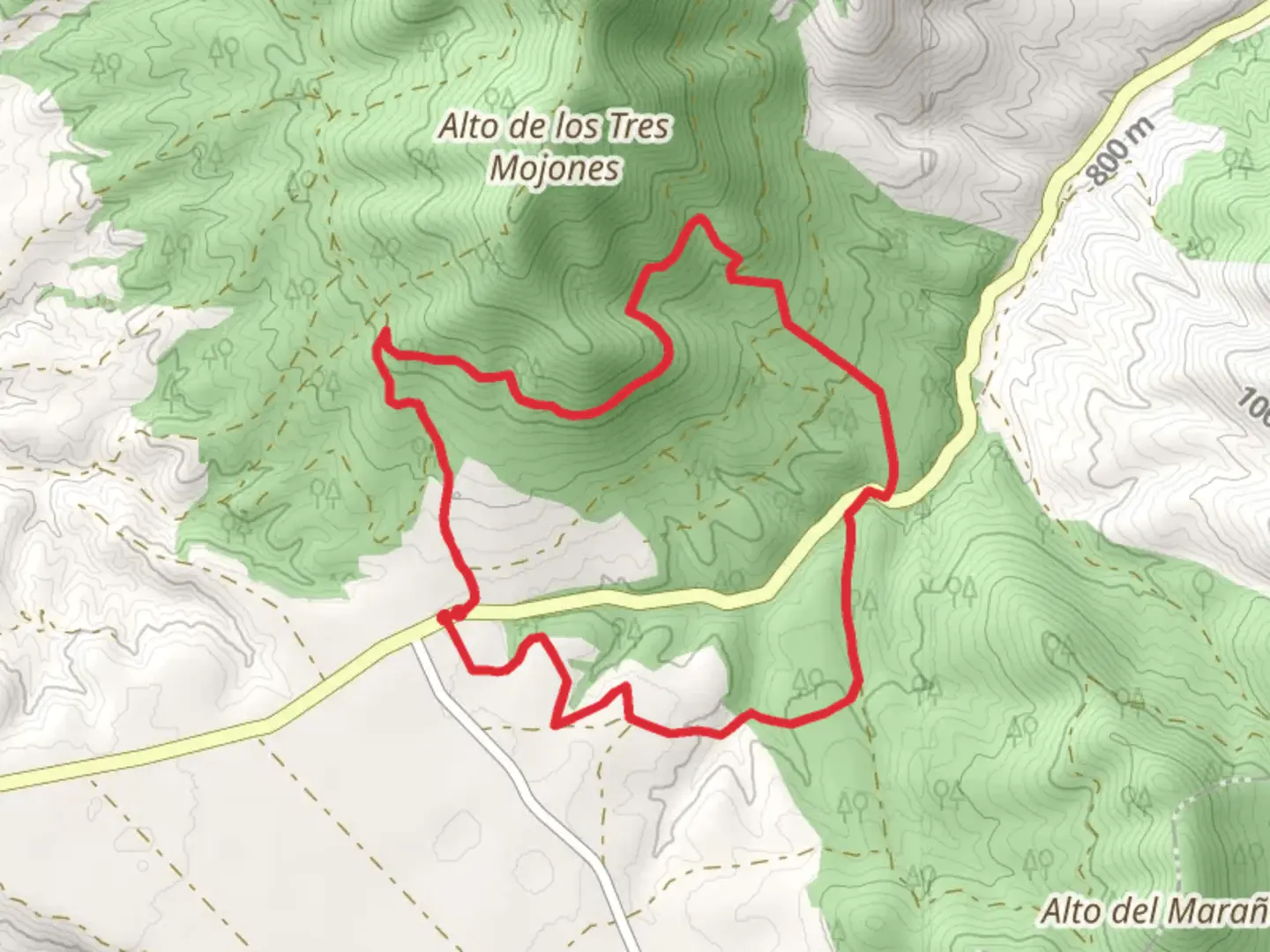 An image depicting the trail Sierra del Espigar and Hormiguilla SL Z 46 and its surrounding area.