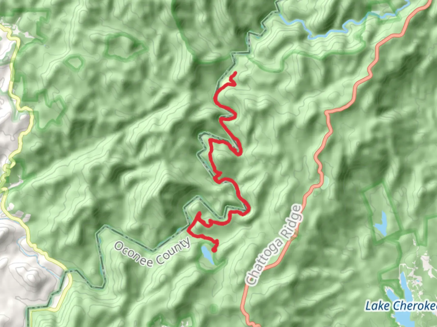An image depicting the trail Chattooga River and King River via Foothills Trail and its surrounding area.