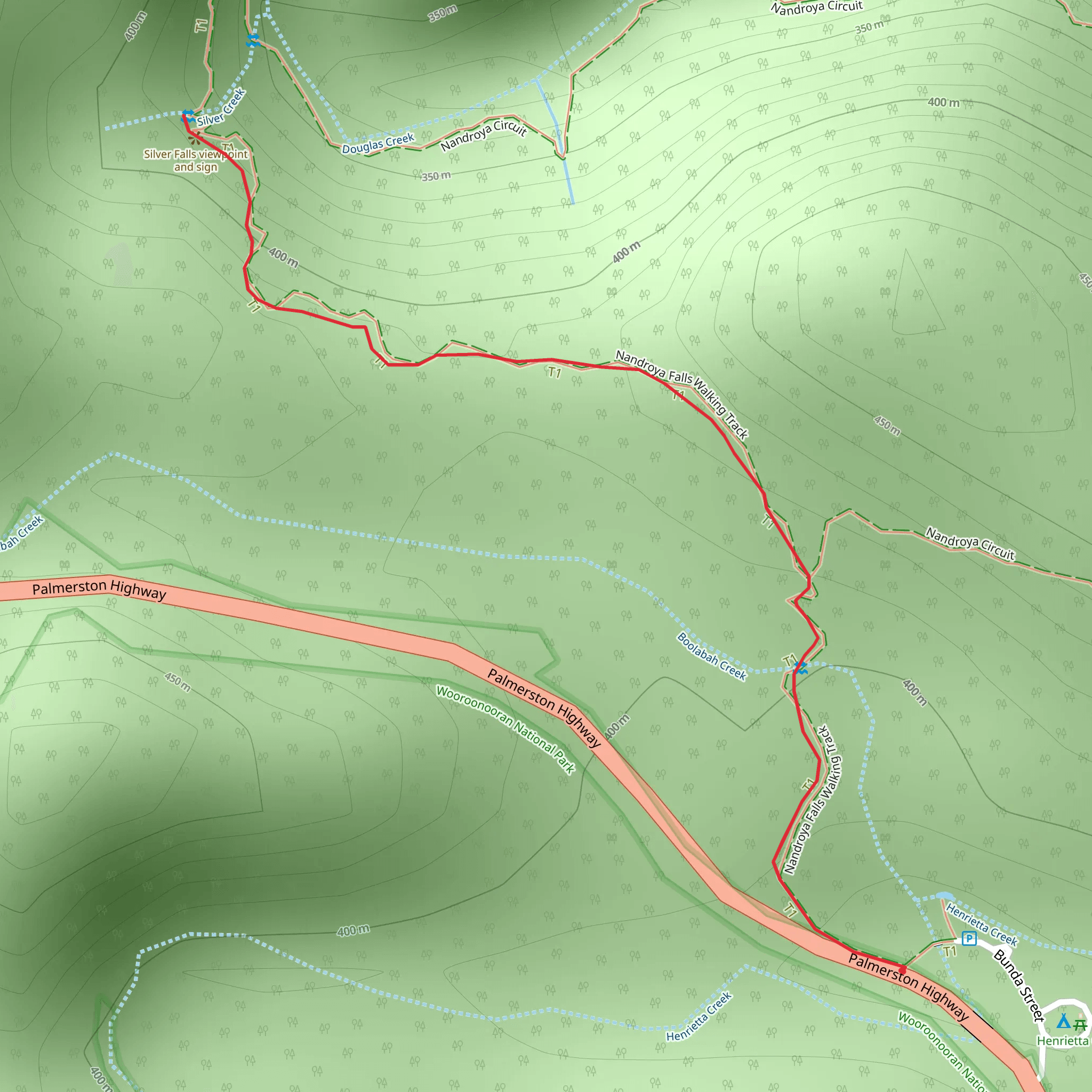 Silver Creek Falls Track mobile static map