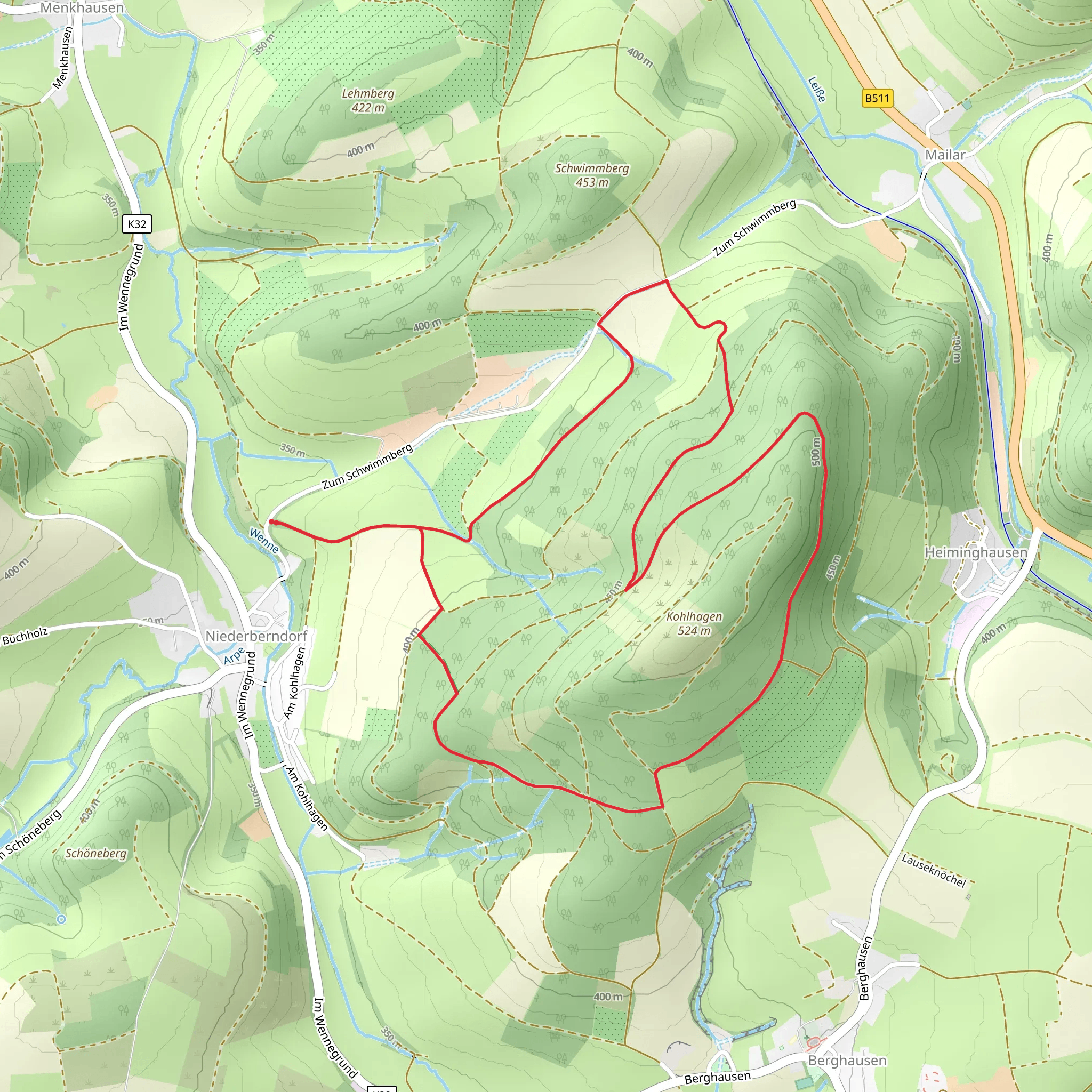 Niederberndorf Rundweg NB2 mobile static map