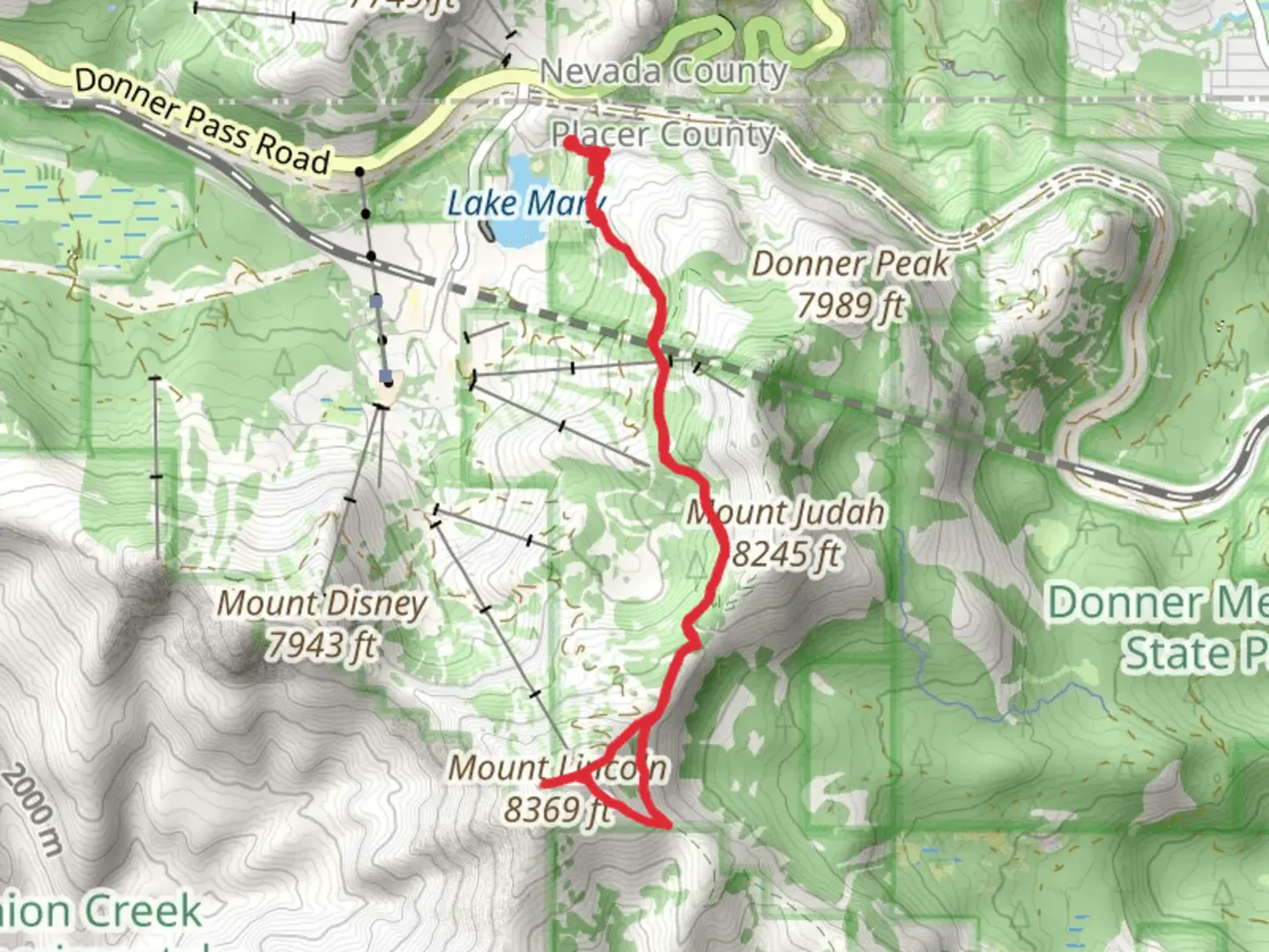 An image depicting the trail Mount Lincoln via PCT and its surrounding area.