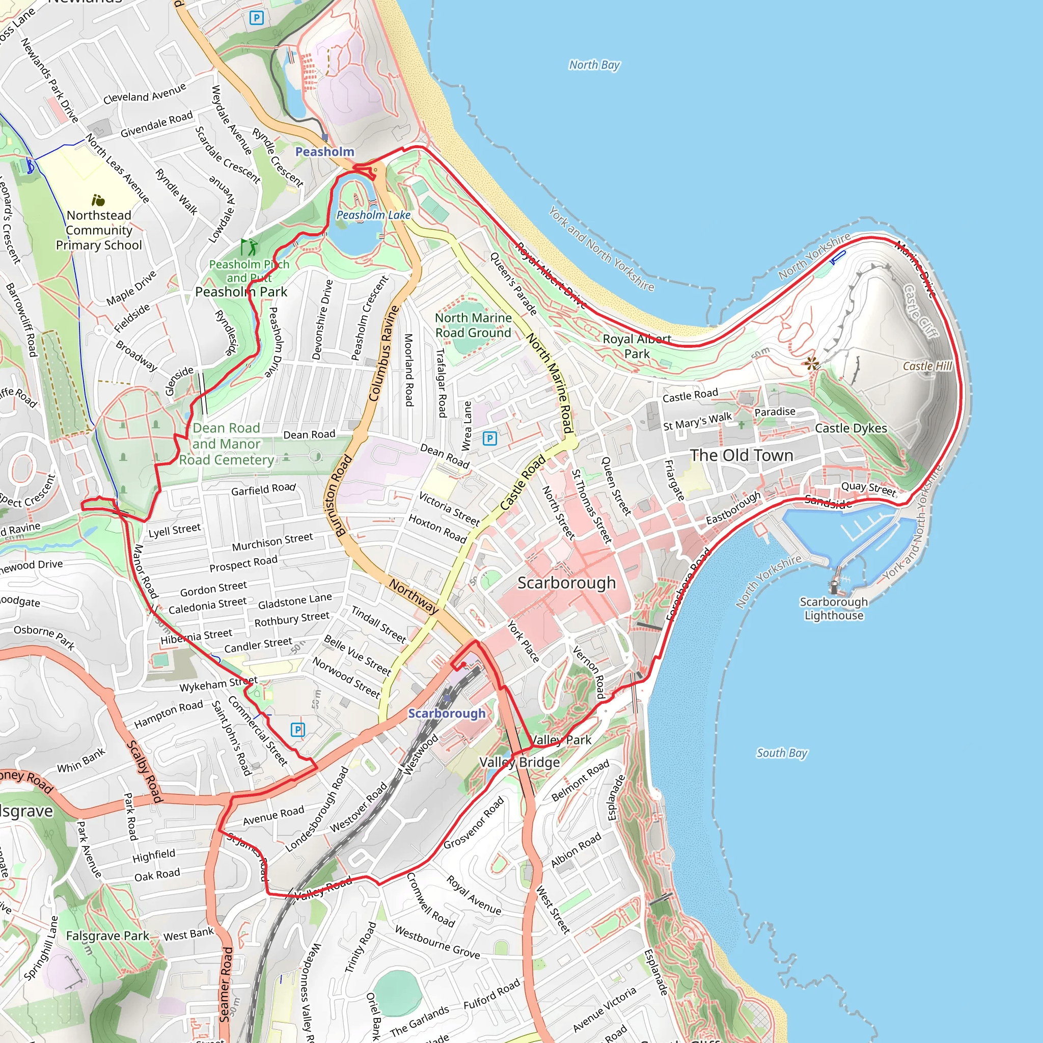 Scarborough Circular Walk mobile static map