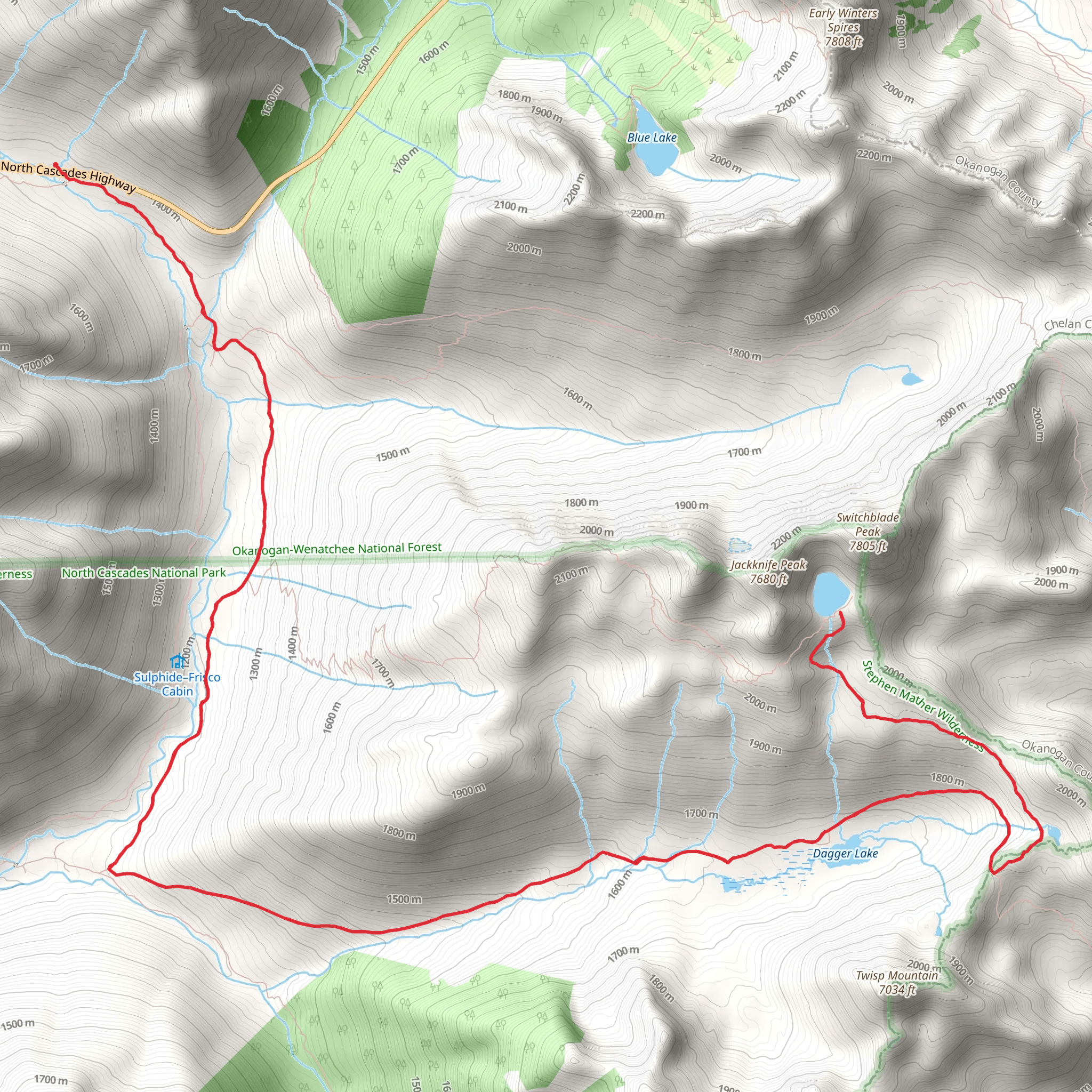 Stiletto Lake via Pacific Crest Trail mobile static map