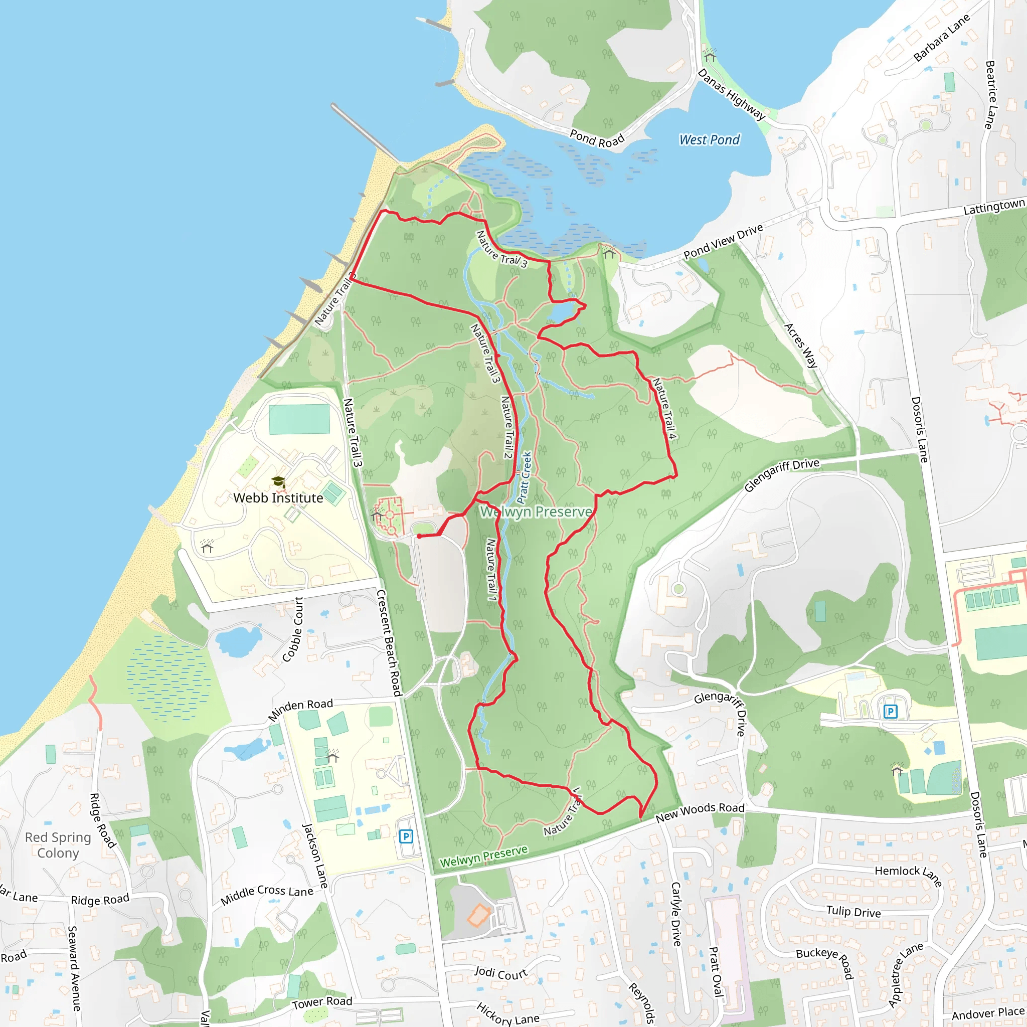 Welwyn Preserve County Park Loop mobile static map