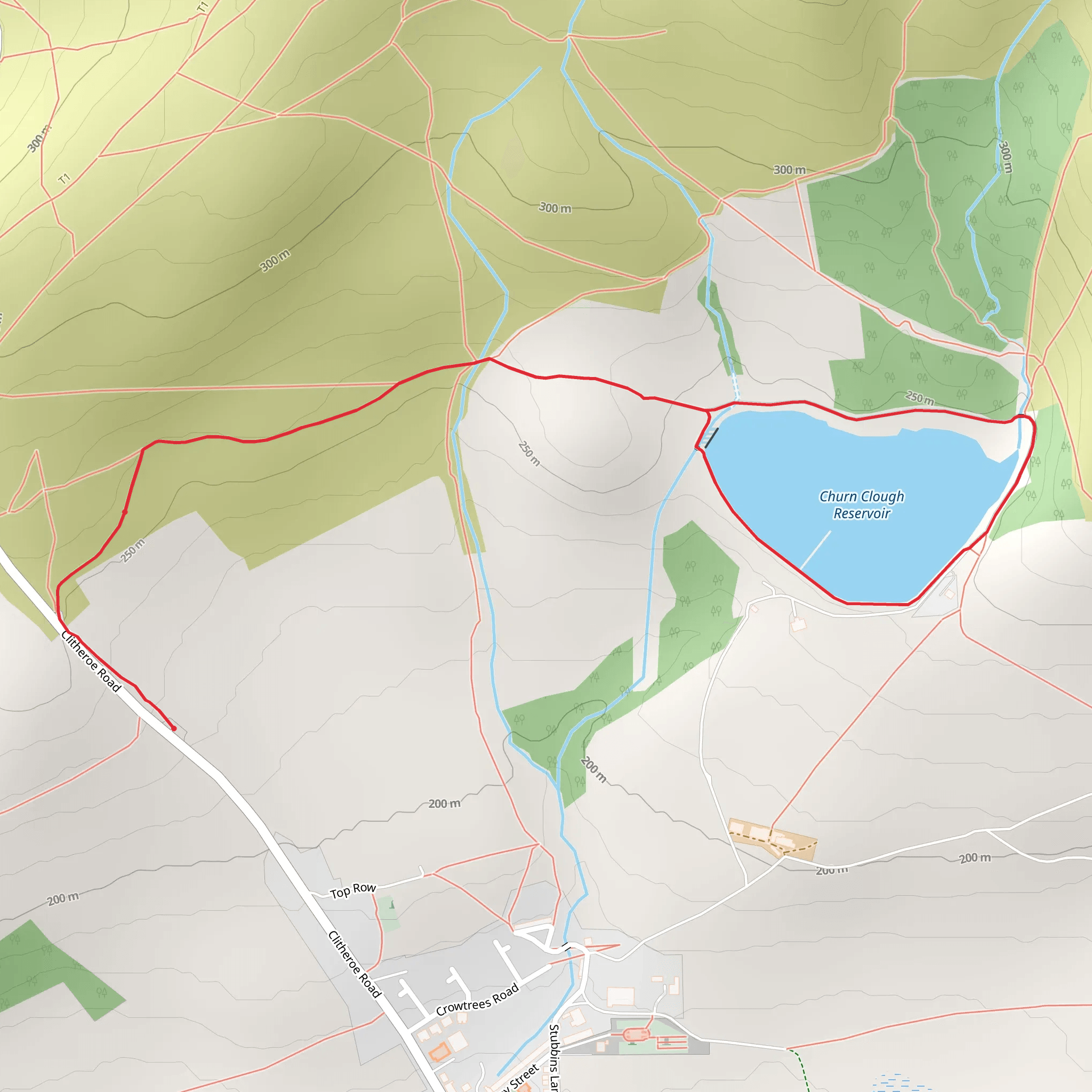 Churn Clough Reservoir Loop mobile static map